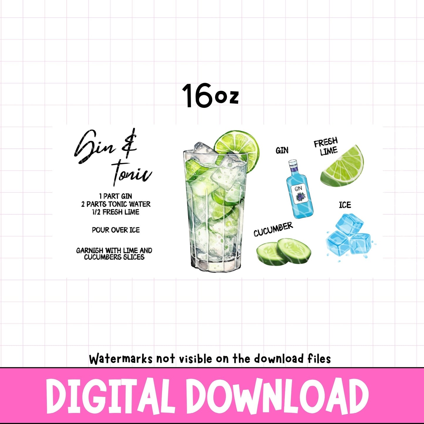 Gin & Tonic Recipe | Digital Download