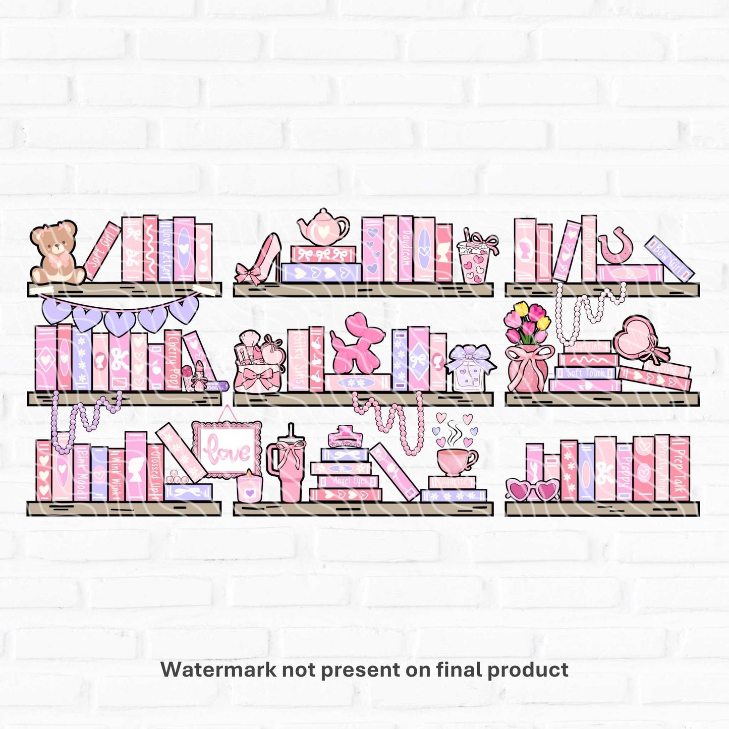 Coquette Bookshelf | UV DTF Wrap