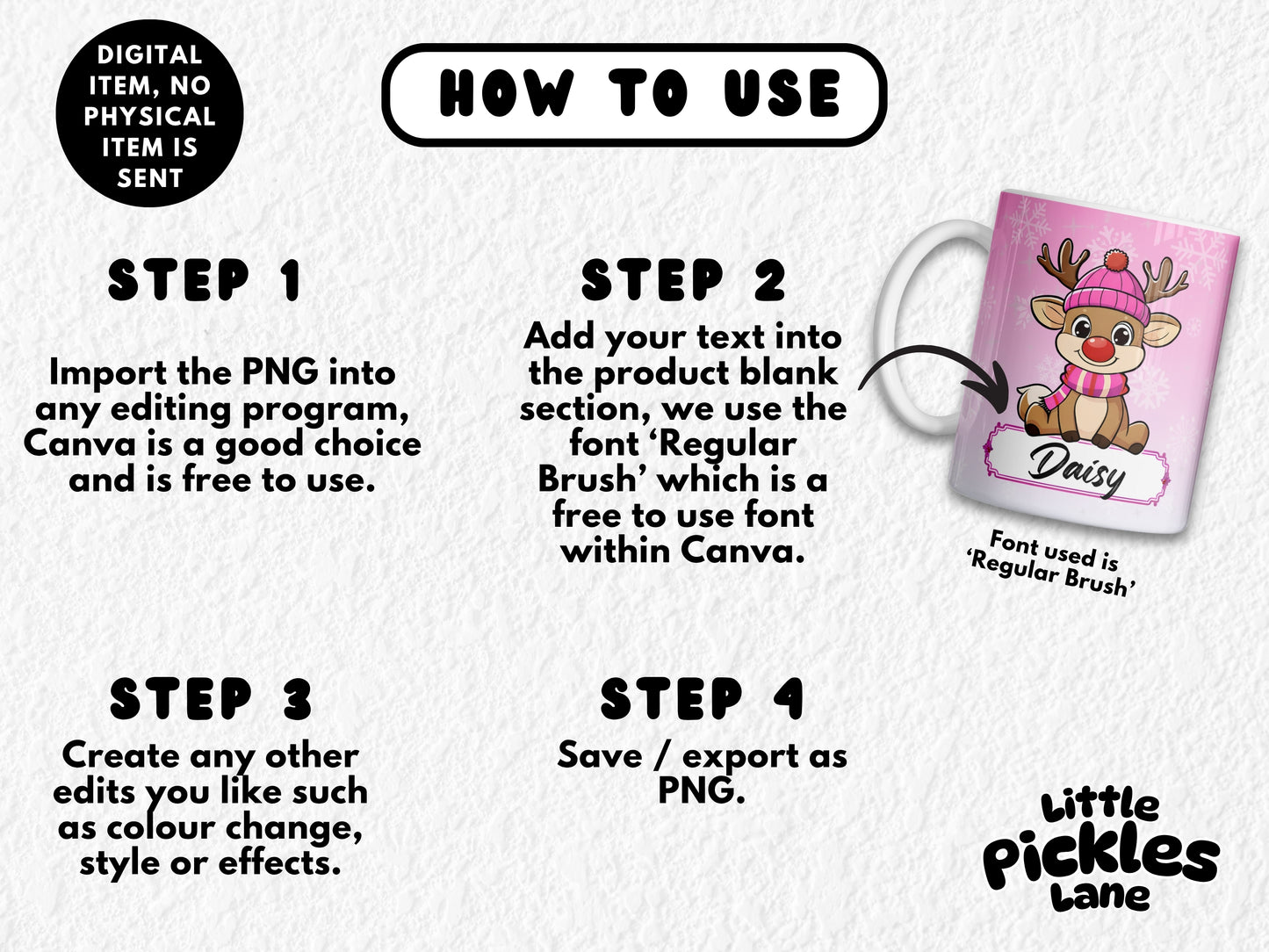 Blank Nameplate Girl Rudolph | Digital Download