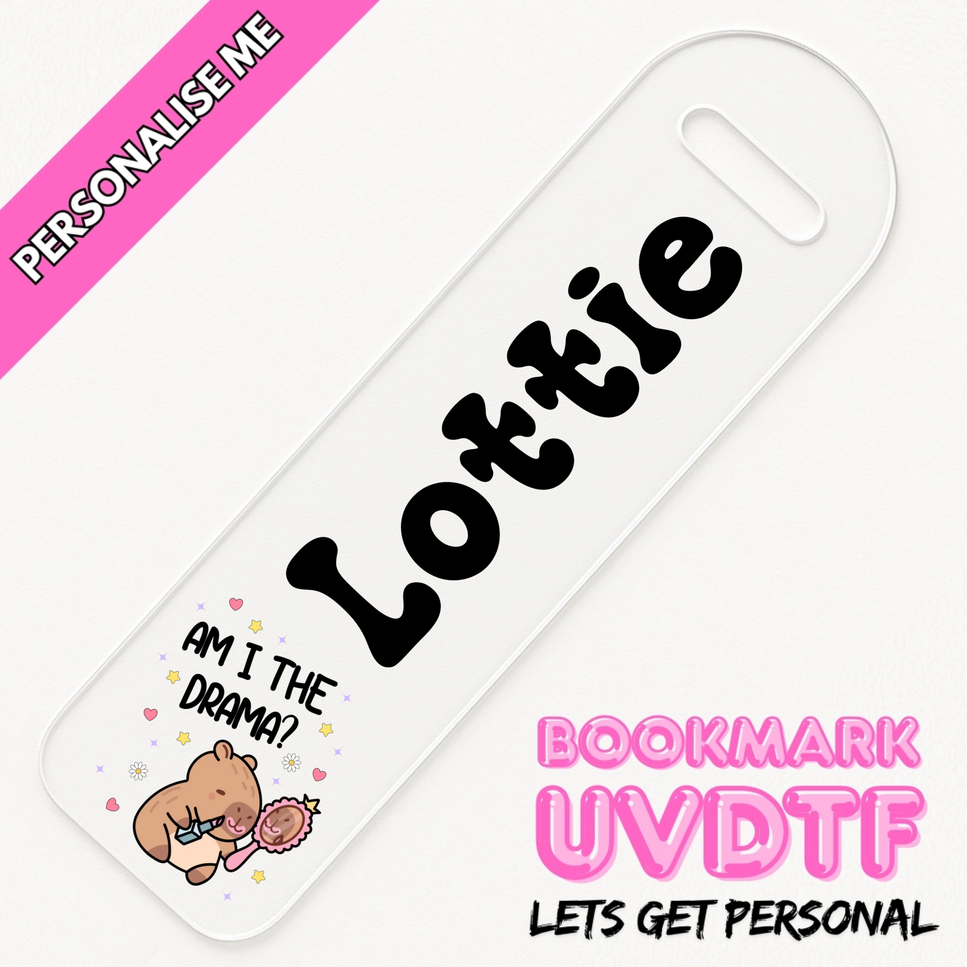 custom book reader gifts uv dtf sticker transfer for bookmarks featuring cute capybara