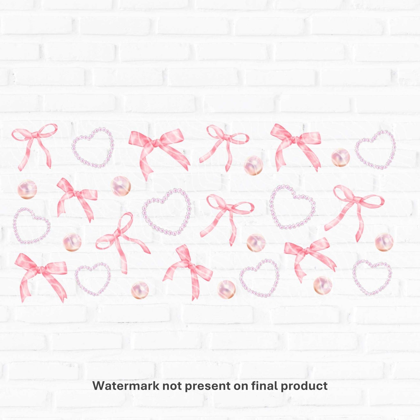 cute bows uv dtf wrap for glass cans