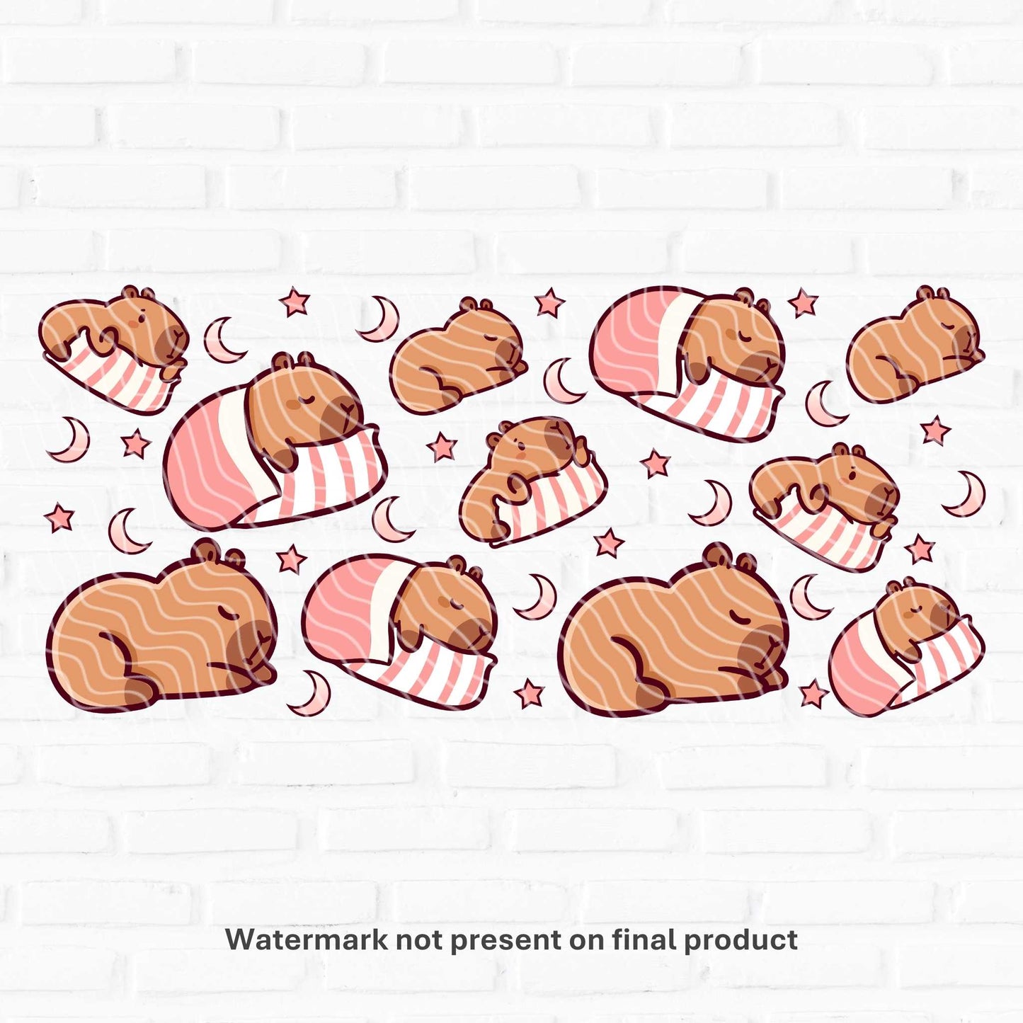 cute capybara printed vinyl for tumblers and cups