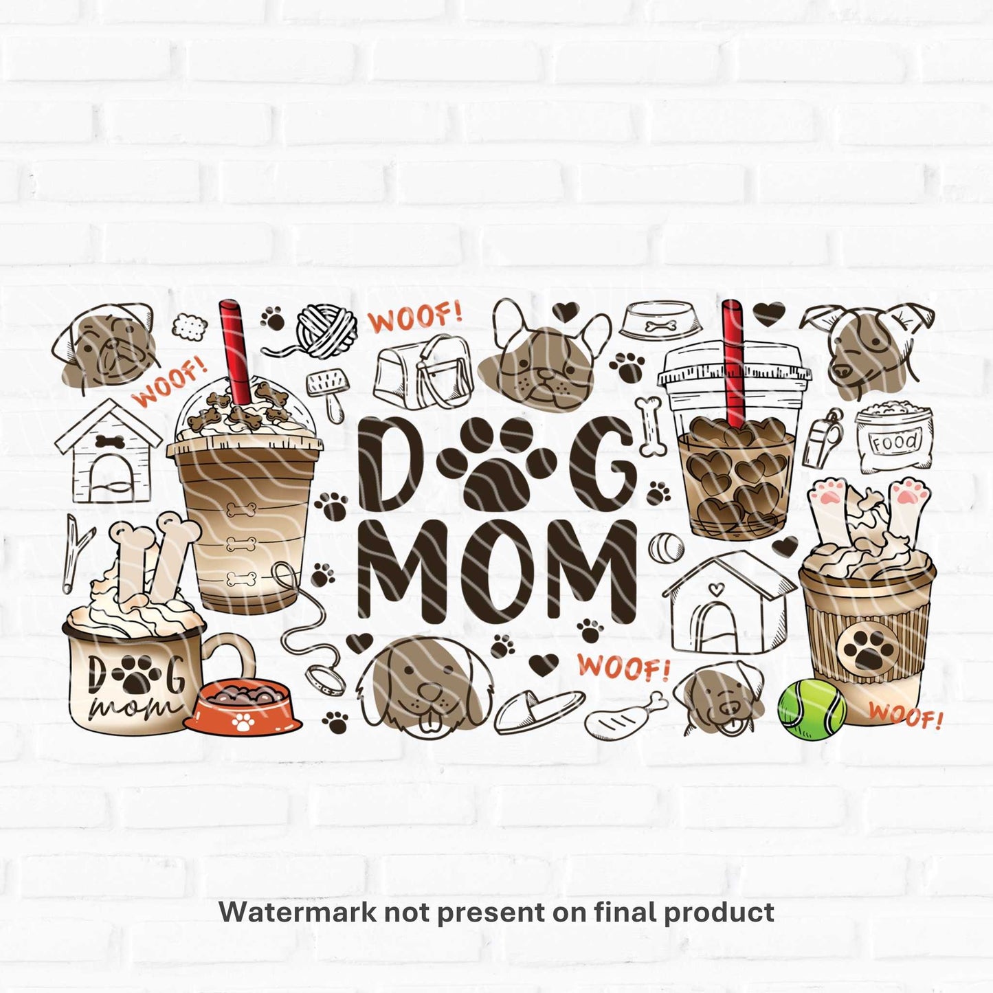 dog mum uv dtf wrap for cans
