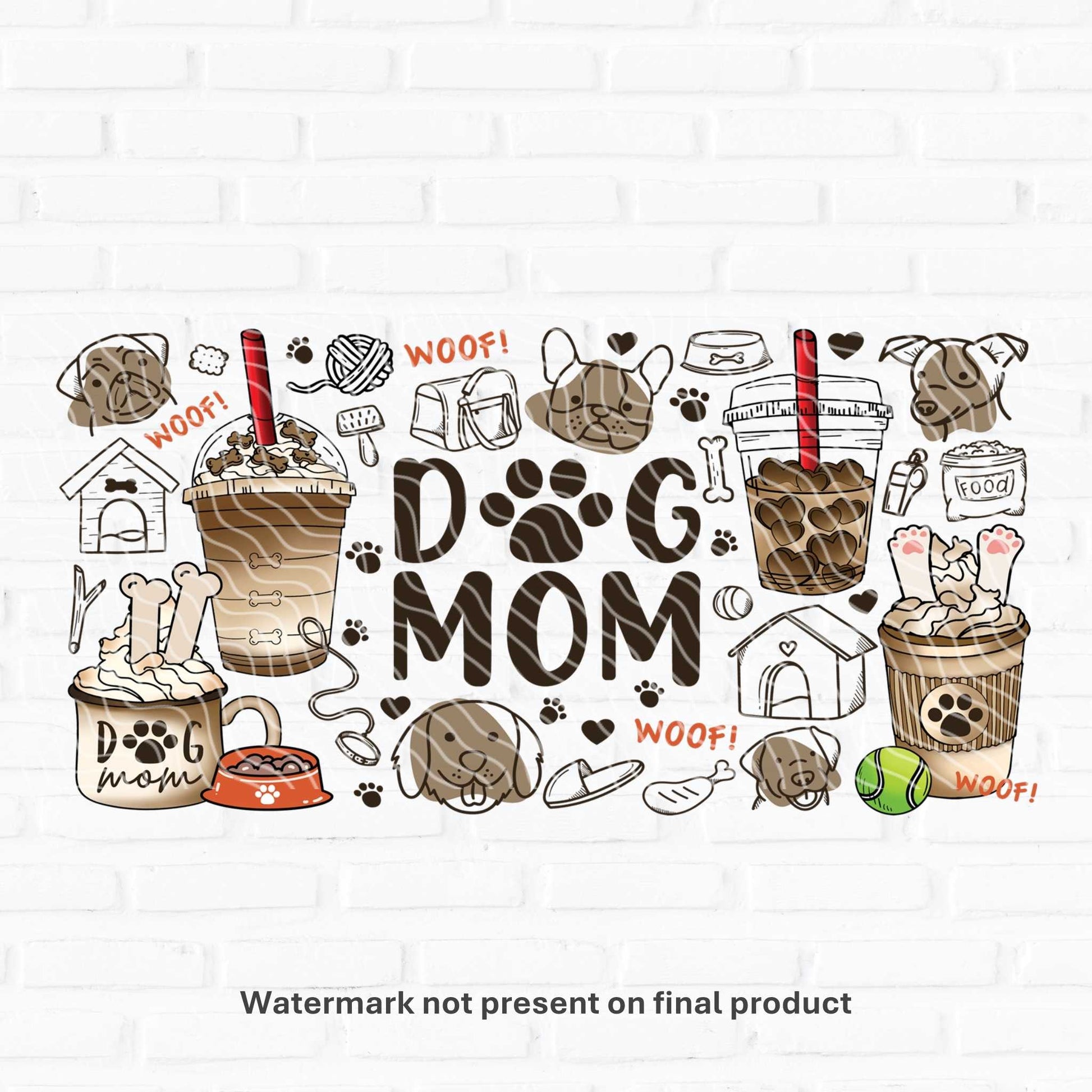 dog mum uv dtf wrap for cans