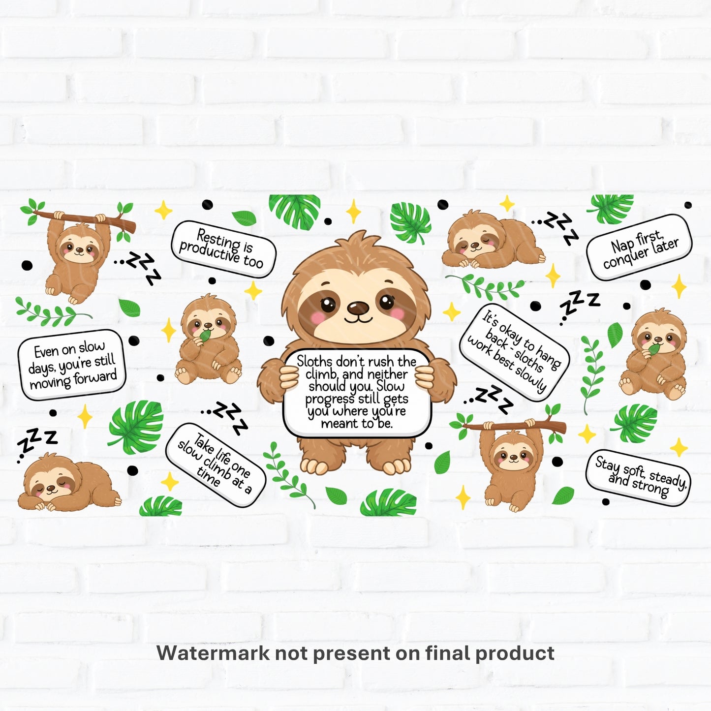 Emotional Support Sloth | UV DTF Wrap