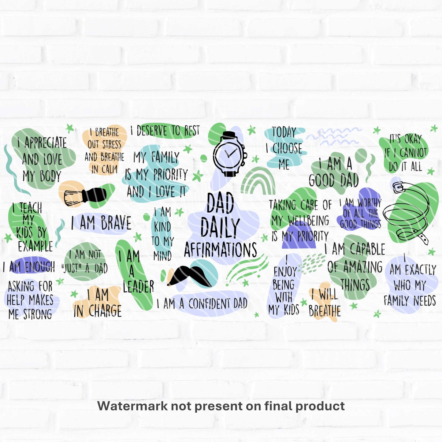 16oz libbey glass can dad daily affirmations uv dtf print wraps for beer glasses