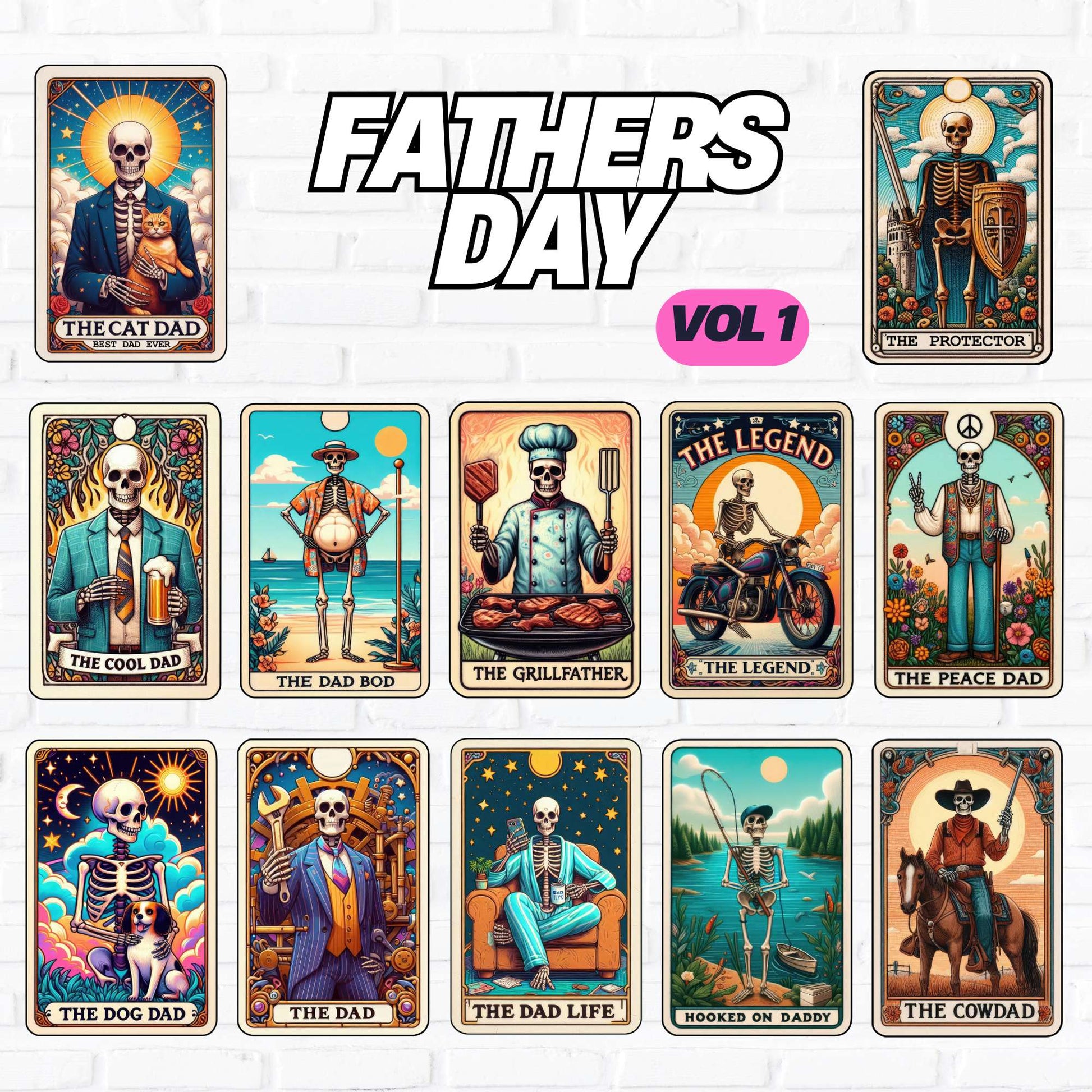 fathers day uv dtf funny tarot cards for transfers on hard surfaces such as tumblers mugs and more