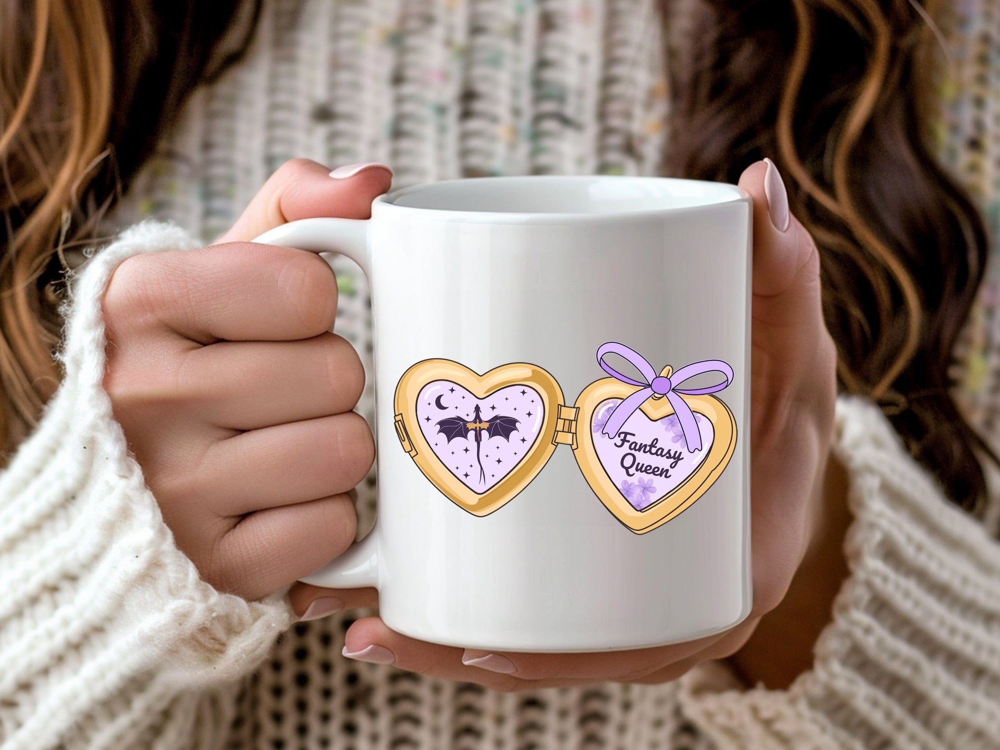 a cute trending and popular PNG digital download design of a gold love heart locket featuring bookish genres for book reading girls.  Can be used to create physical stickers or use for sublimation on clothing such as t shirts, jumpers and canvas bags