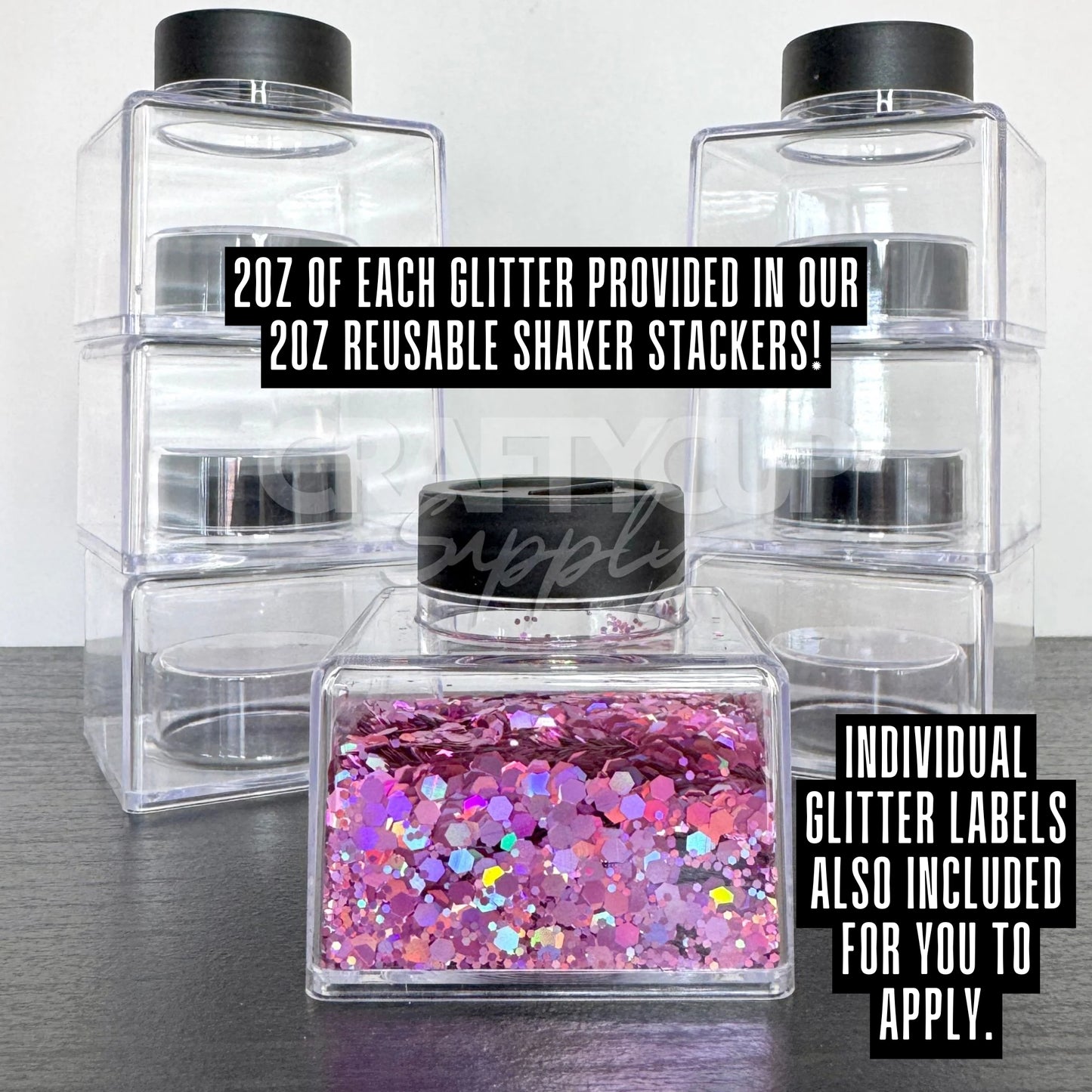 Christmas Glitter Box 6x 2oz/56g, With Stacker Jars & Labels (WORTH £45!)