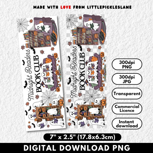 Two Halloween-themed bookmarks with text and graphics on a white background, featuring 'Little Pickles Lane' branding.