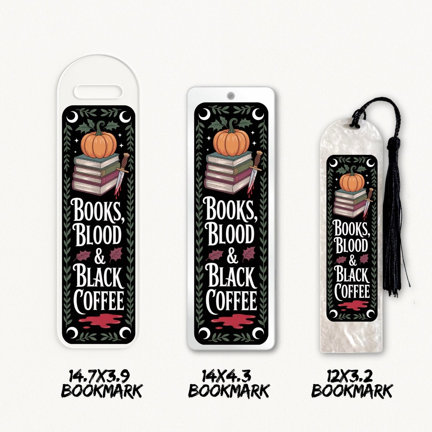 Books, Blood & Black Coffee | Bookmark UV DTF