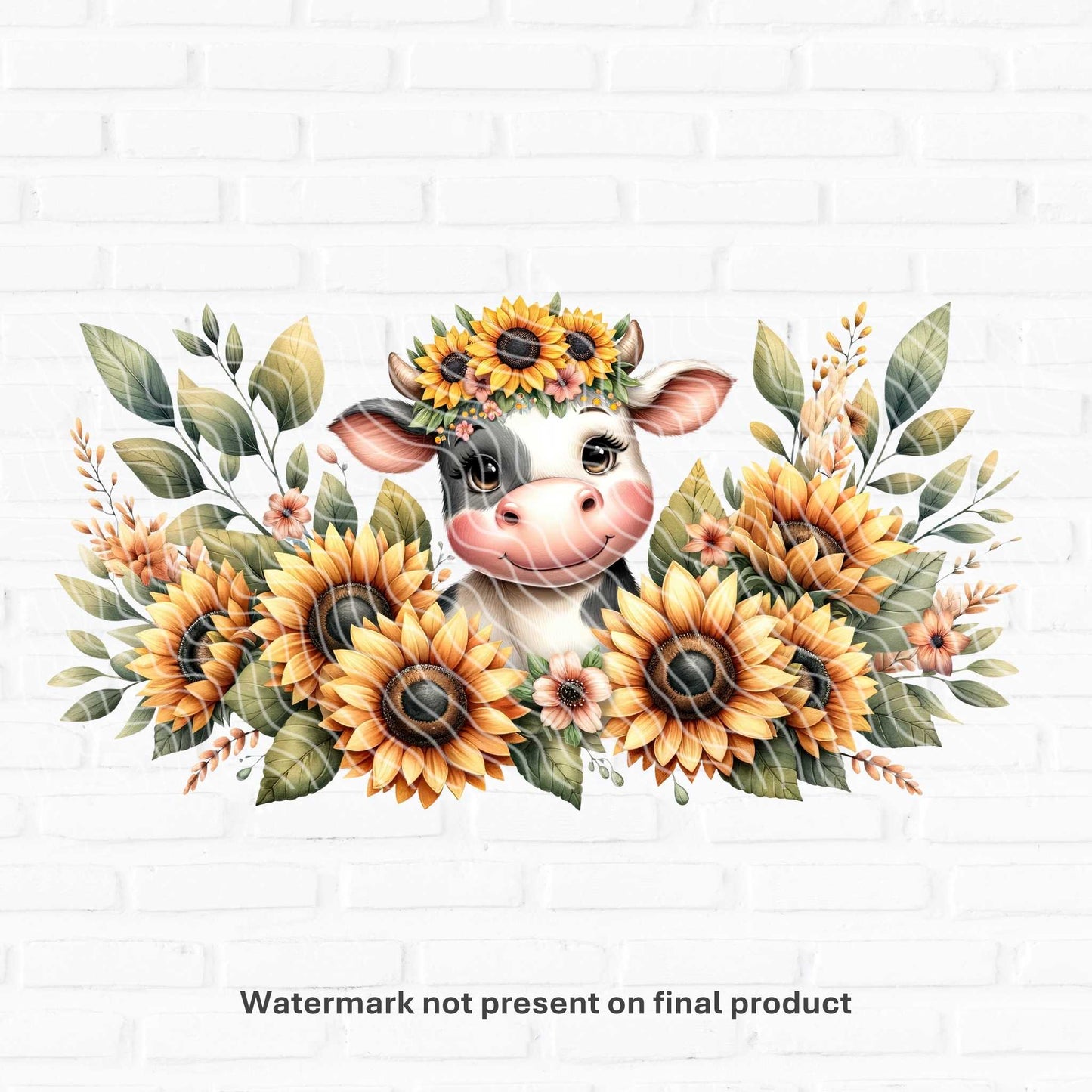 highland flower cute cow uv dtf wraps