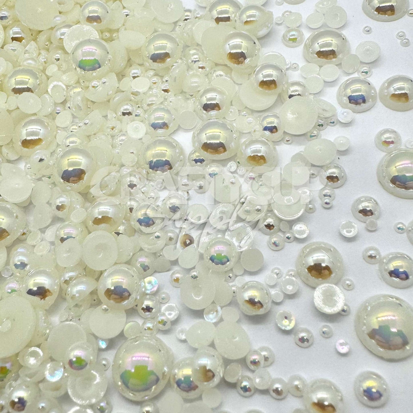 Ivory White AB Pearl Scatter Mix (2/3/4/5/6/8/10mm) 28g