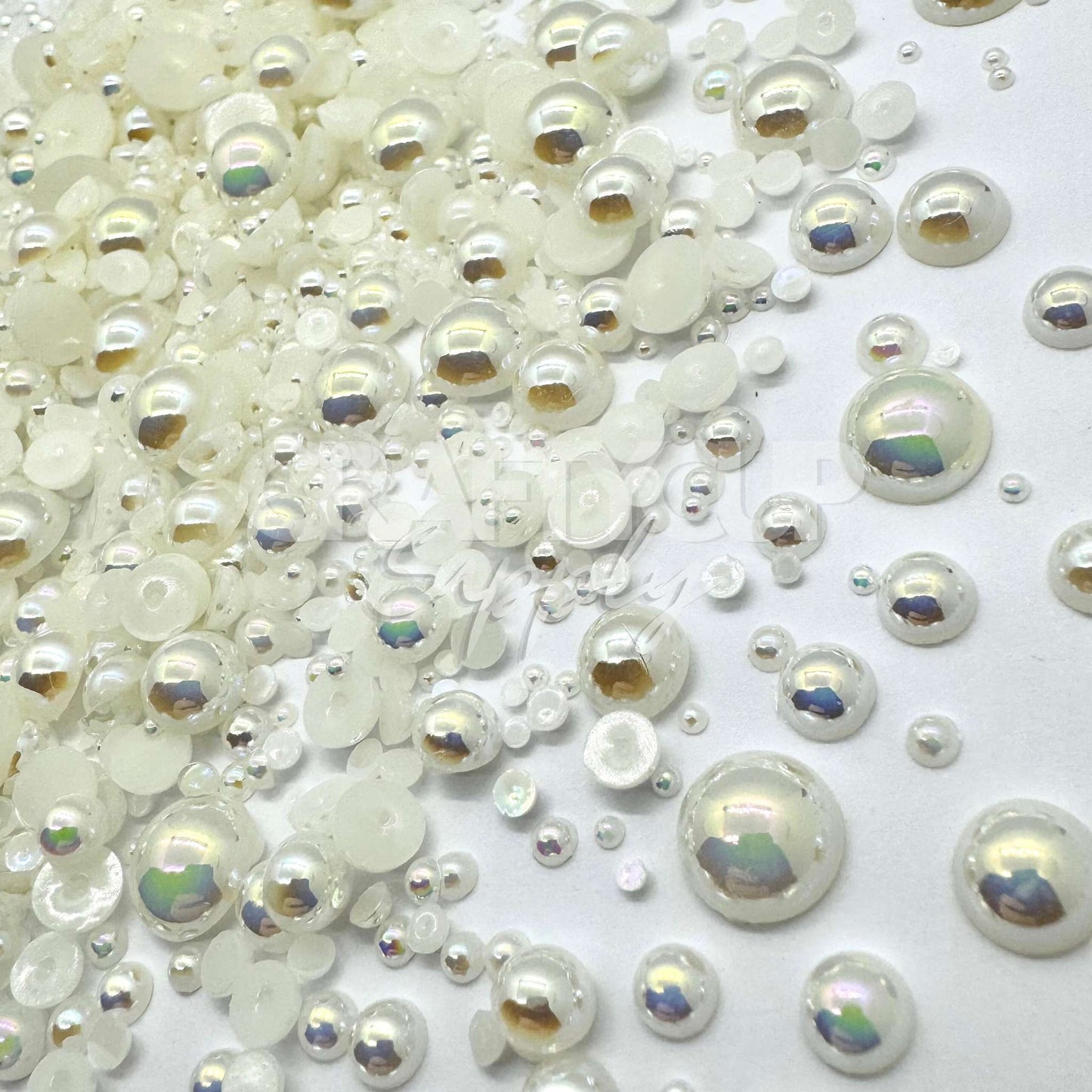 Ivory White AB Pearl Scatter Mix (2/3/4/5/6/8/10mm) 28g