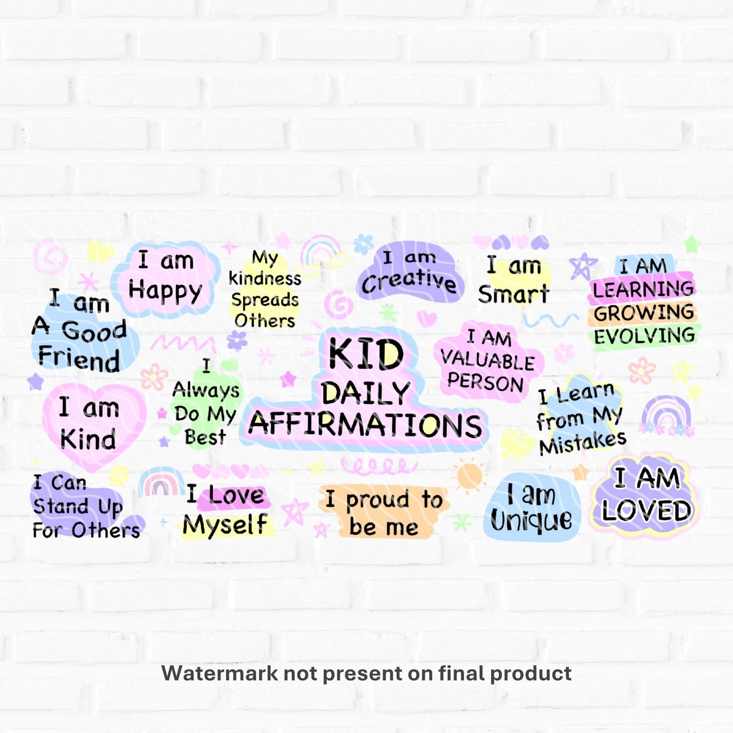 kid daily affirmations tumbler design wraps and transfers