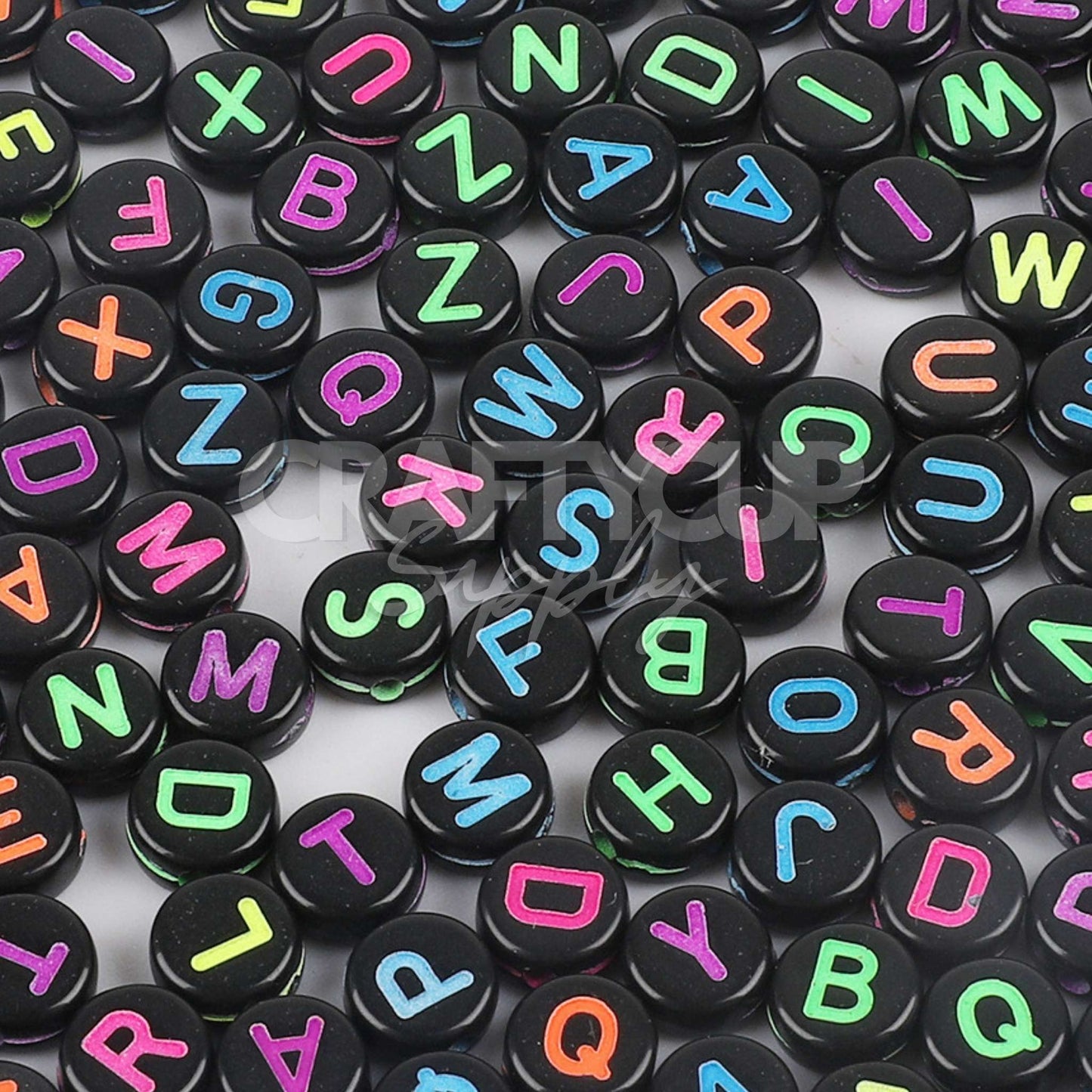 black flat back letter gem charms