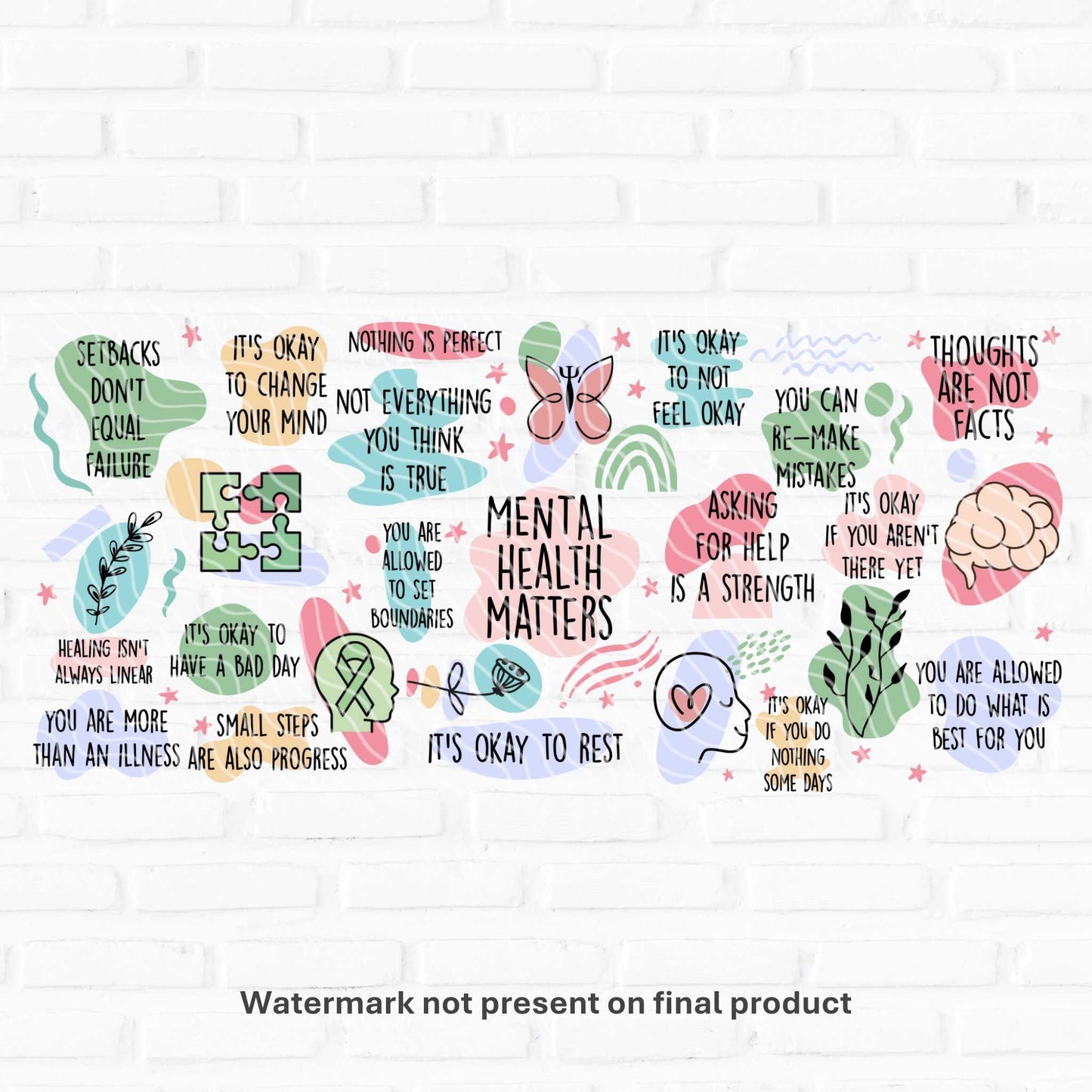 mental health matters uv dtf sparkle craft vinyl