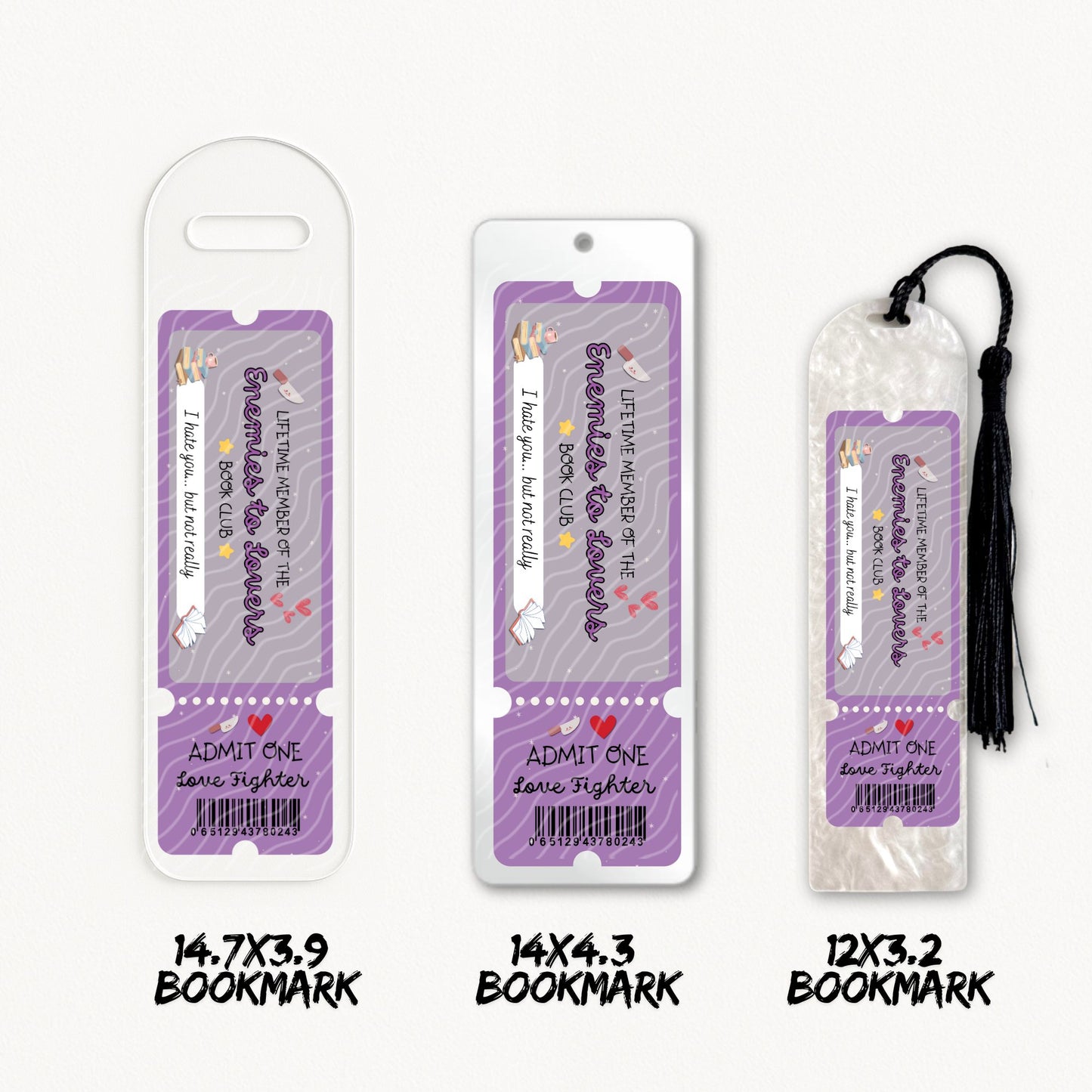Enemies To Lovers Ticket | Bookmark UV DTF