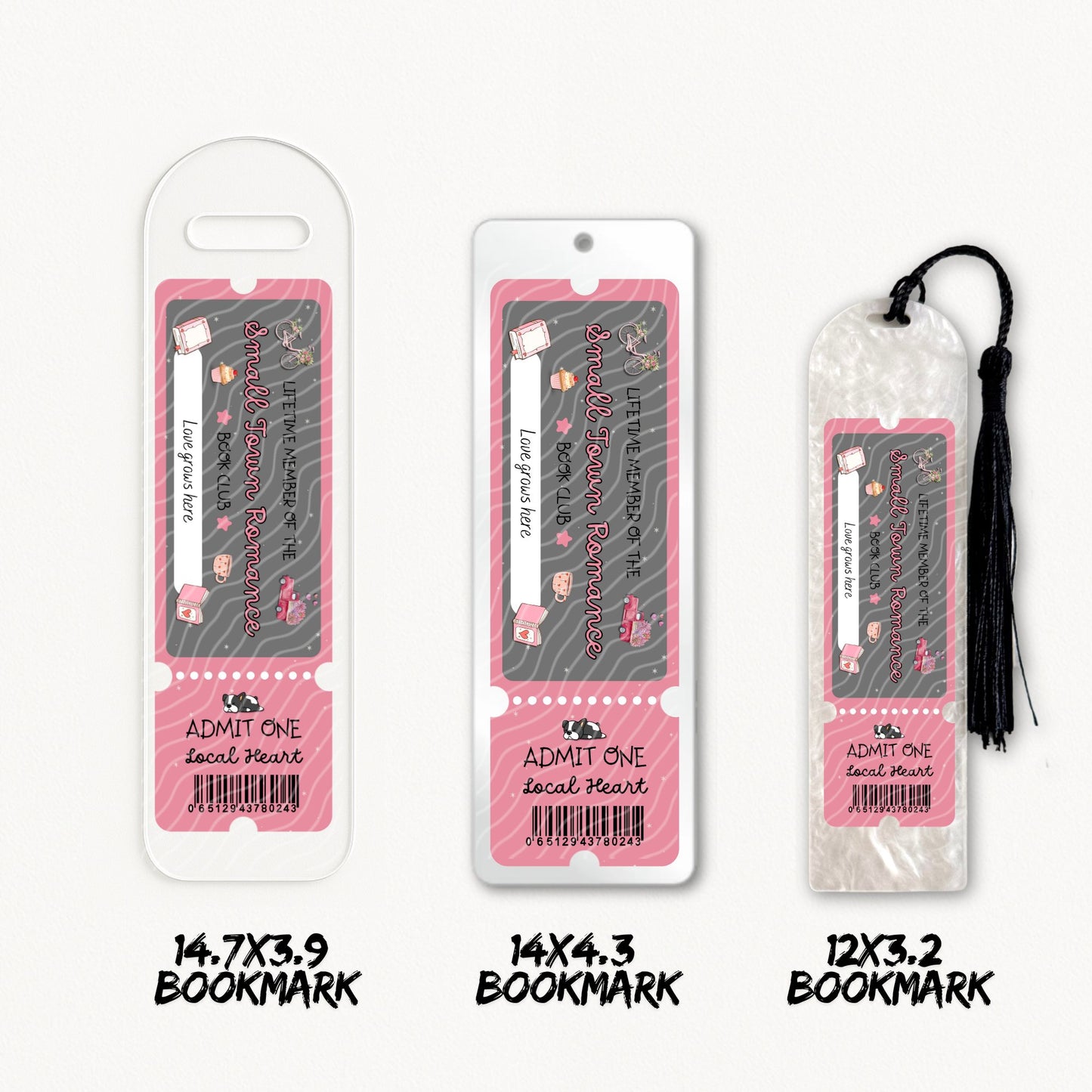 Small Town Romance Ticket | Bookmark UV DTF