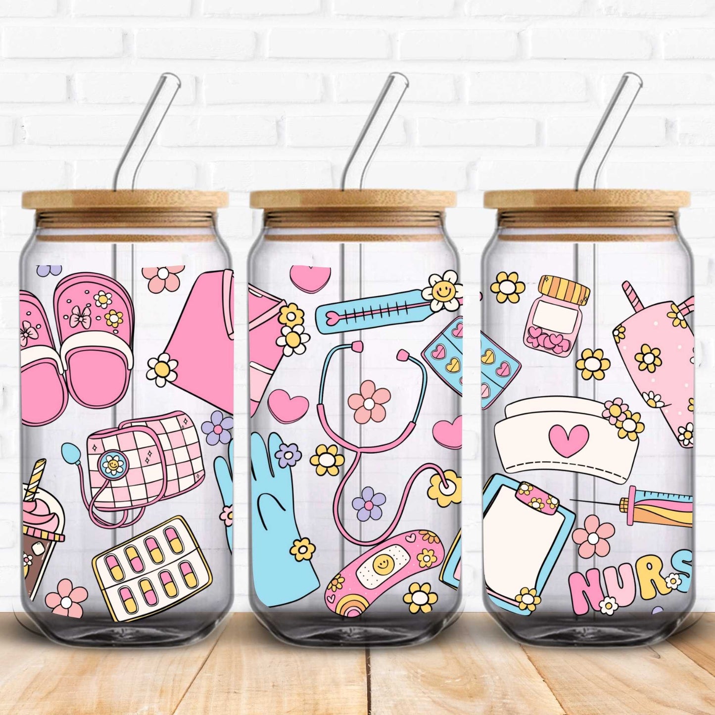 nurse theme uv dtf wrap for cans and tumblers