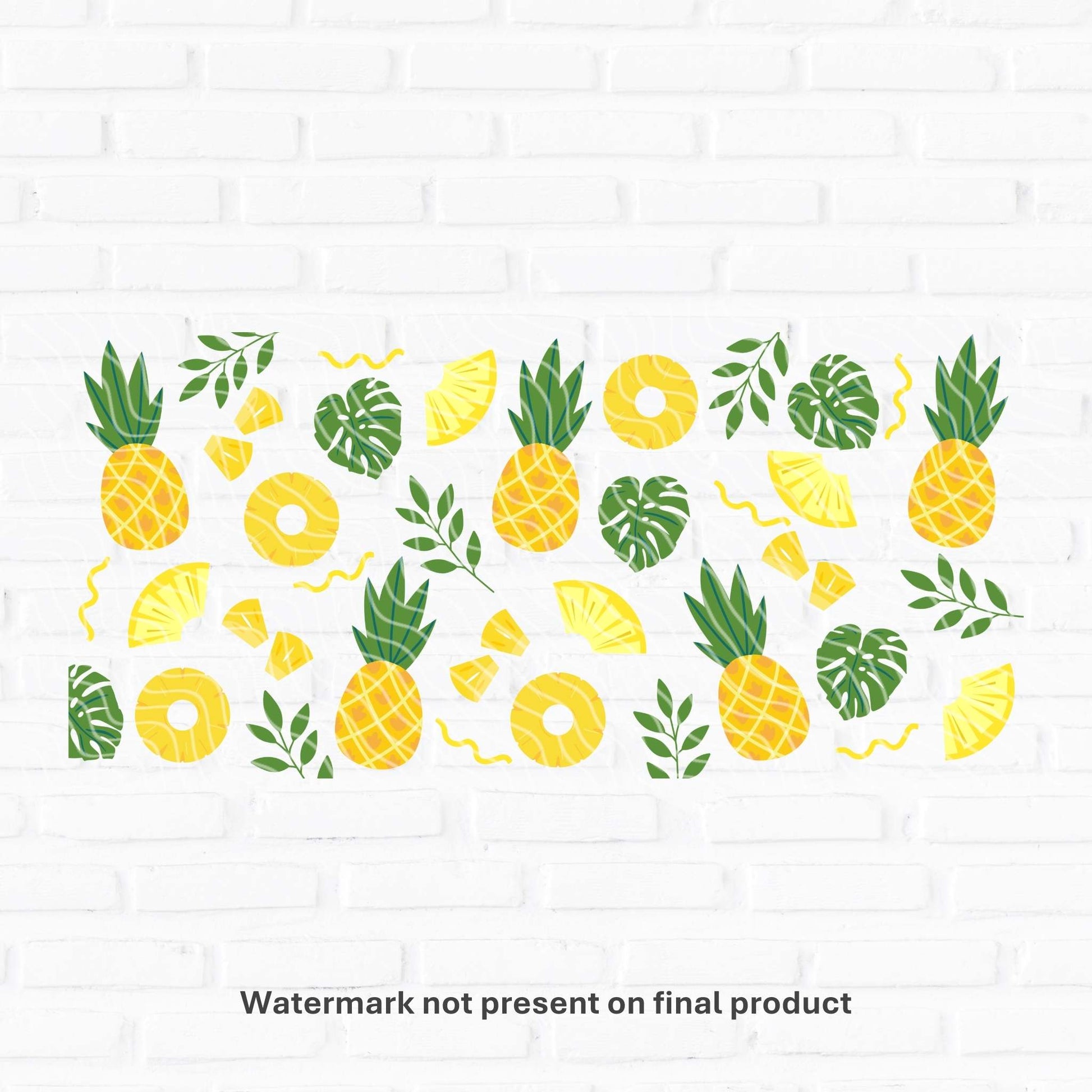 pineapple uv dtf wraps for glass cans 16oz