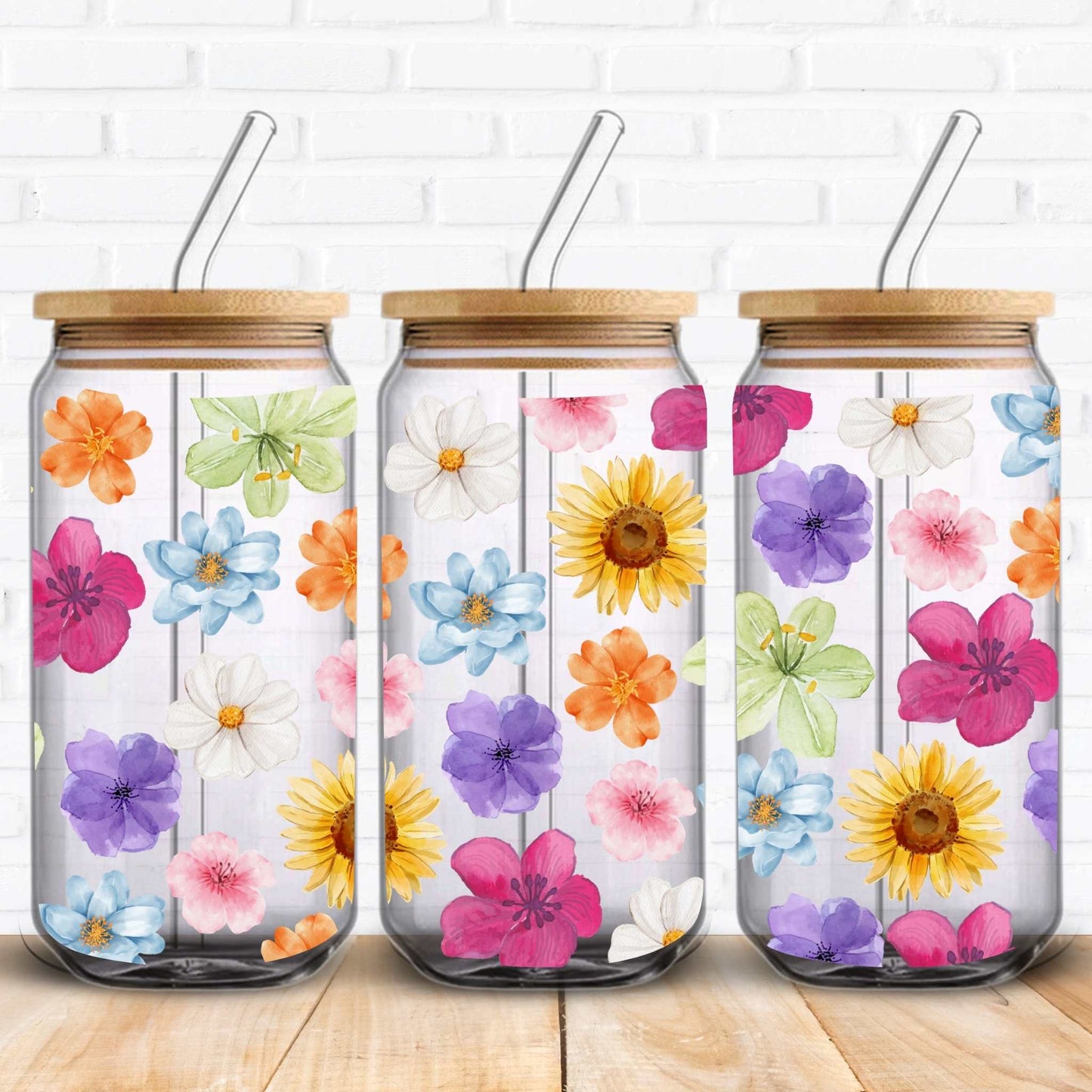 pretty flowers uv dtf vinyl printed tumbler wraps