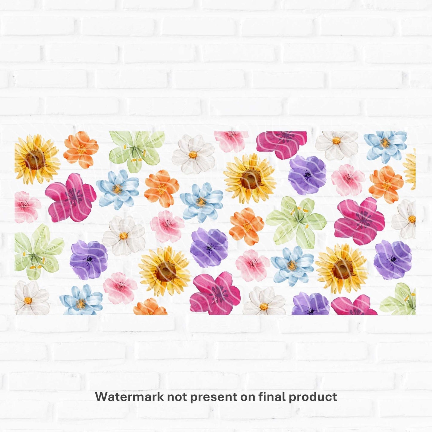 pretty flowers uv dtf vinyl printed tumbler wraps