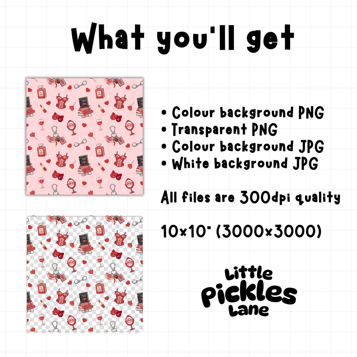Spicy Bookish Romance Seamless Pattern | Digital Download