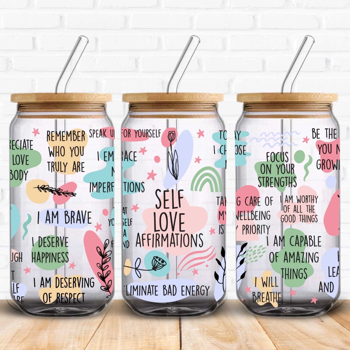 self love affirmations uv dtf transfers for libbey cans