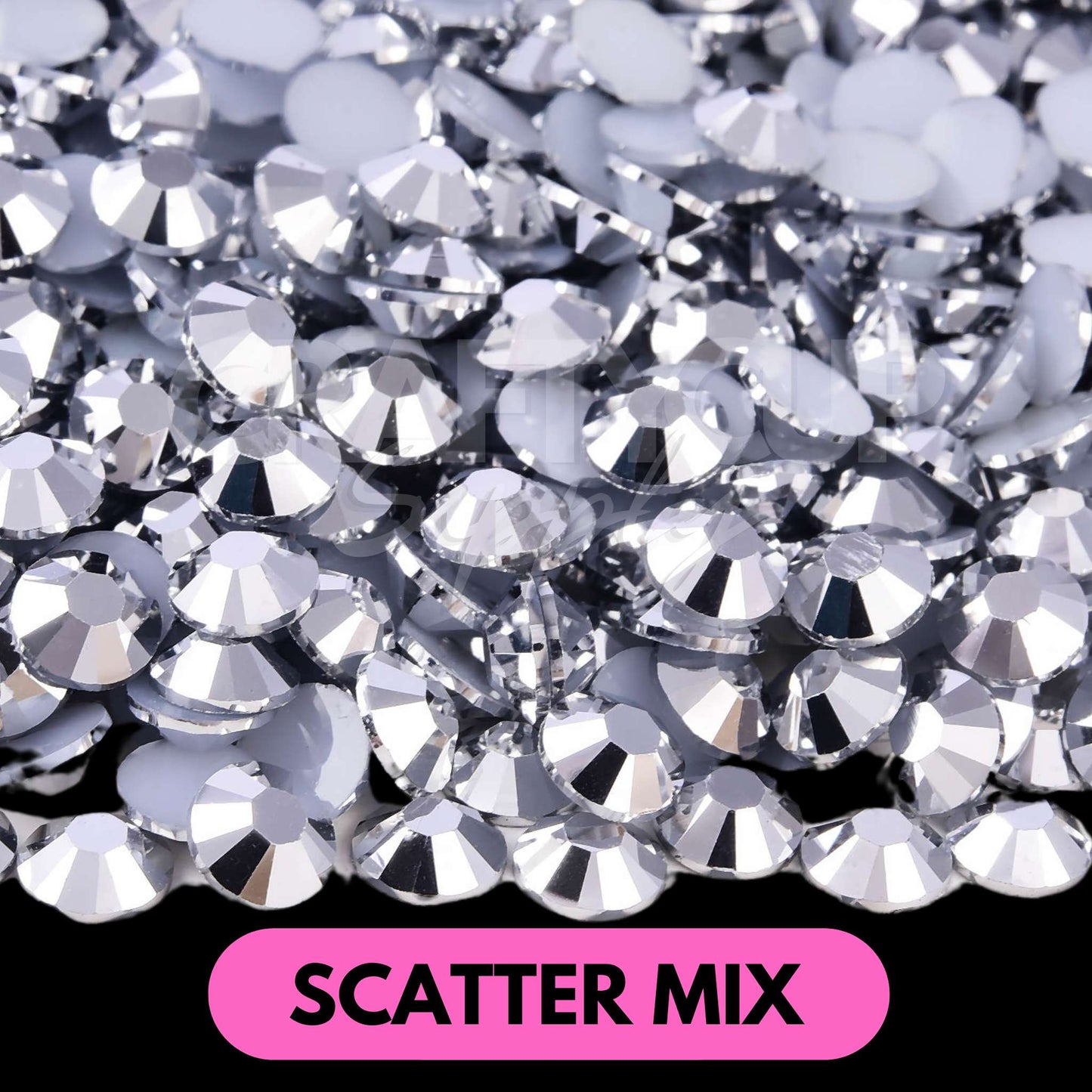 Mine Silver Rhinestone Scatter - 2/3/4/5/6mm Mix (28g)