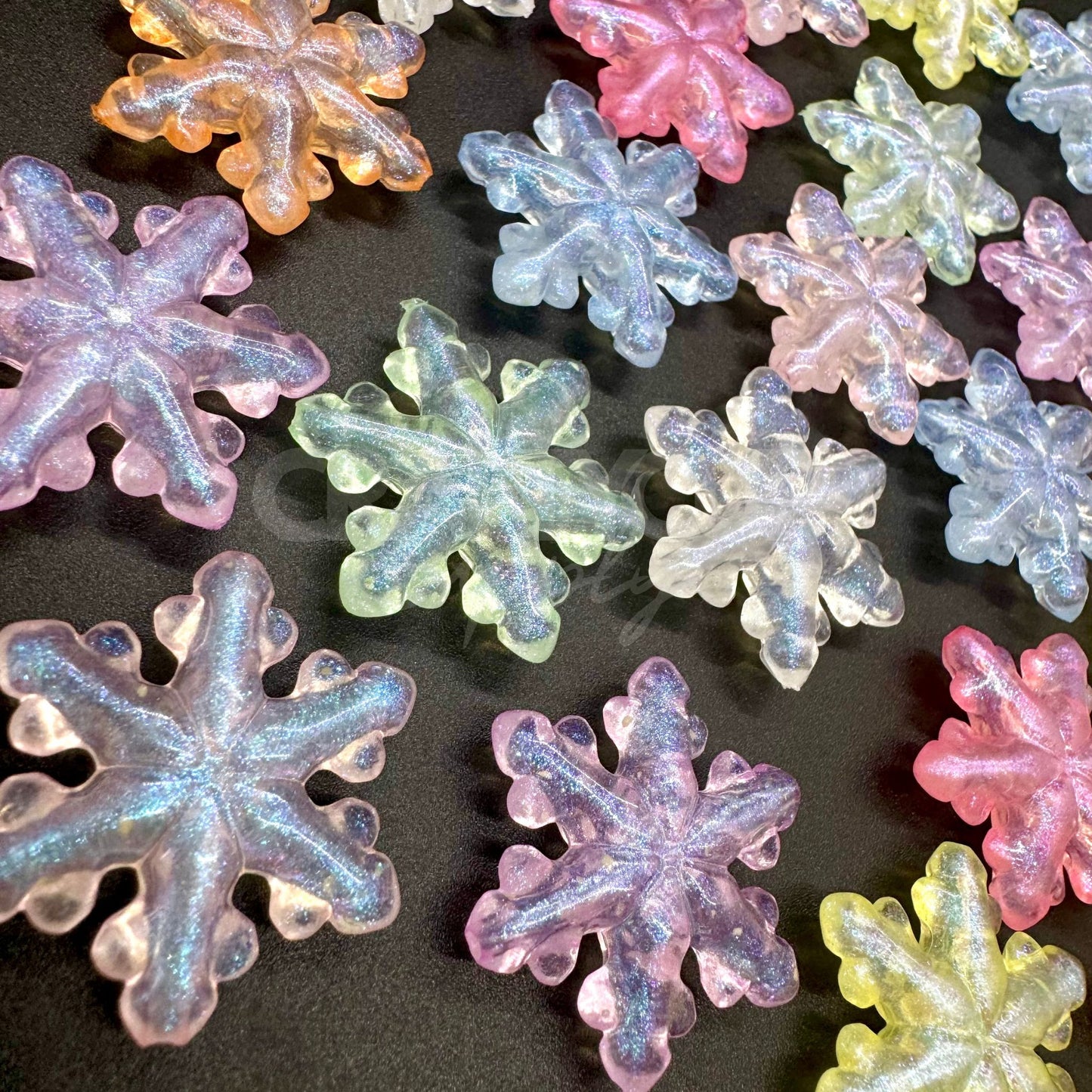 Opal Glitter Snowflake Cabochons (Pack of 10)