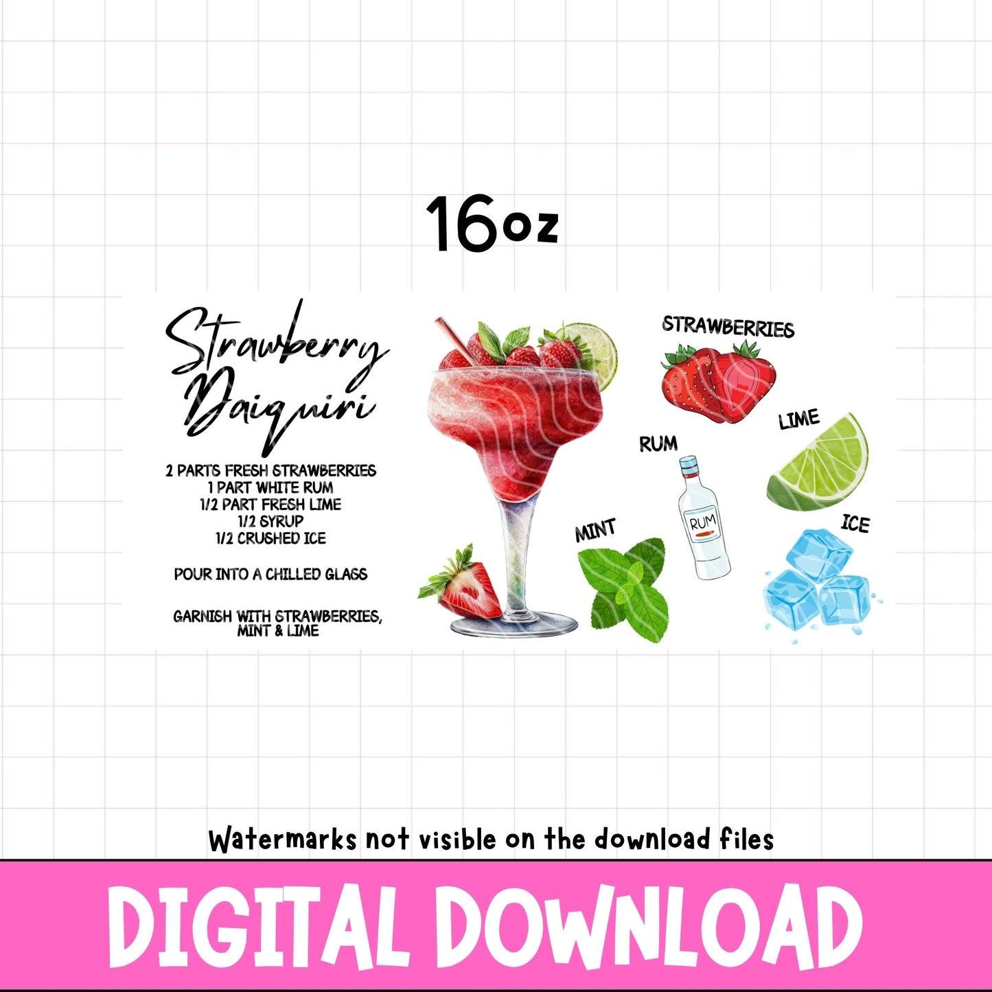 Strawberry Daiquiri Recipe | Digital Download