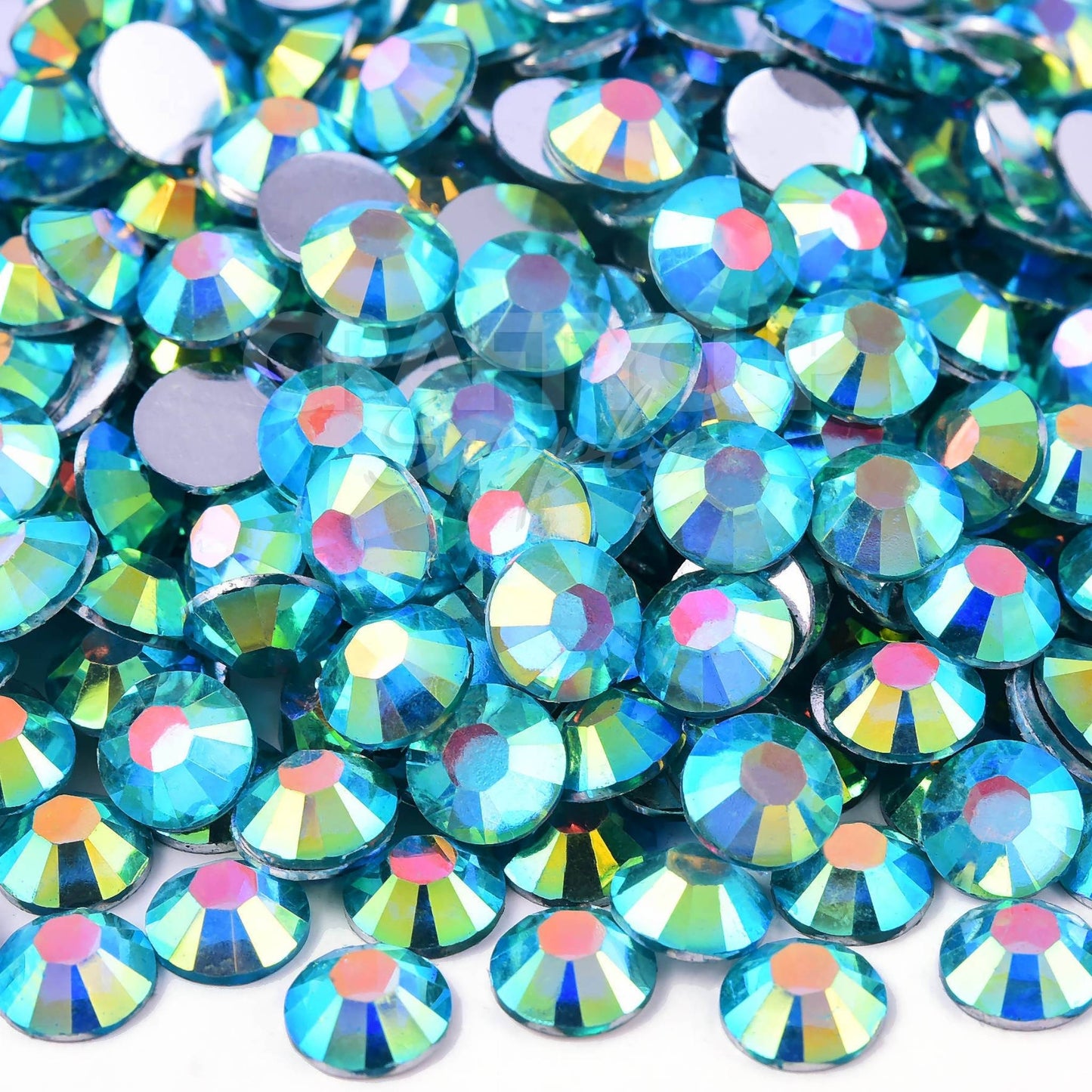 silver base flat back blue rhinestones
