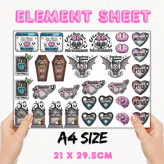 Neurodivergent Goth | UV DTF Element Sheet
