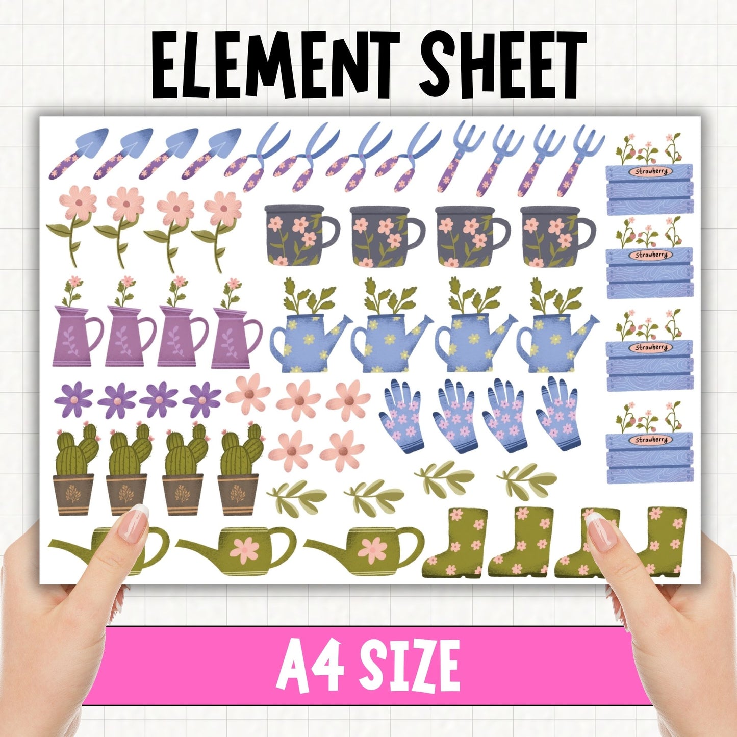 Pretty Garden - A4 | UV DTF Element Sheet