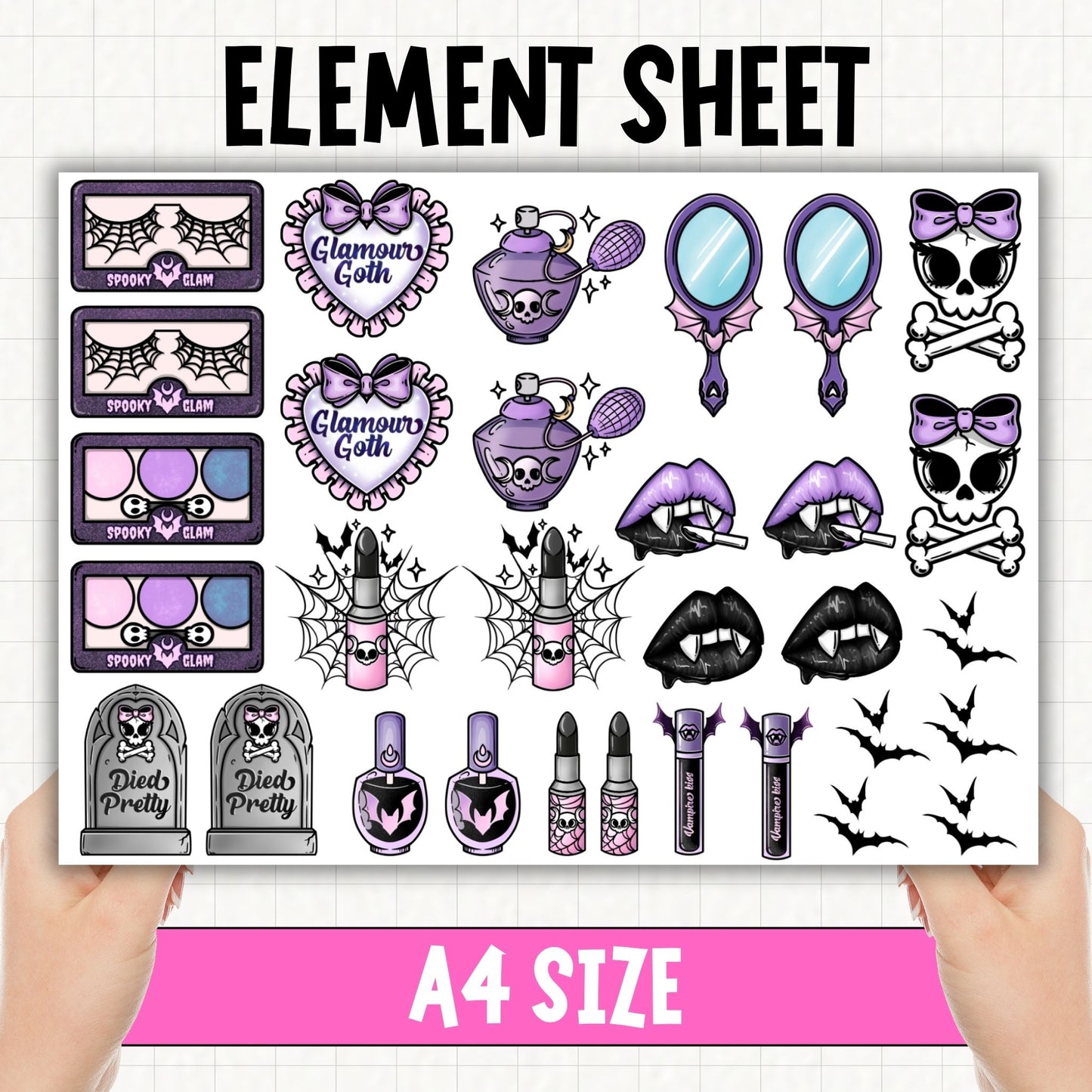 Glamour Goth | UV DTF Element Sheet