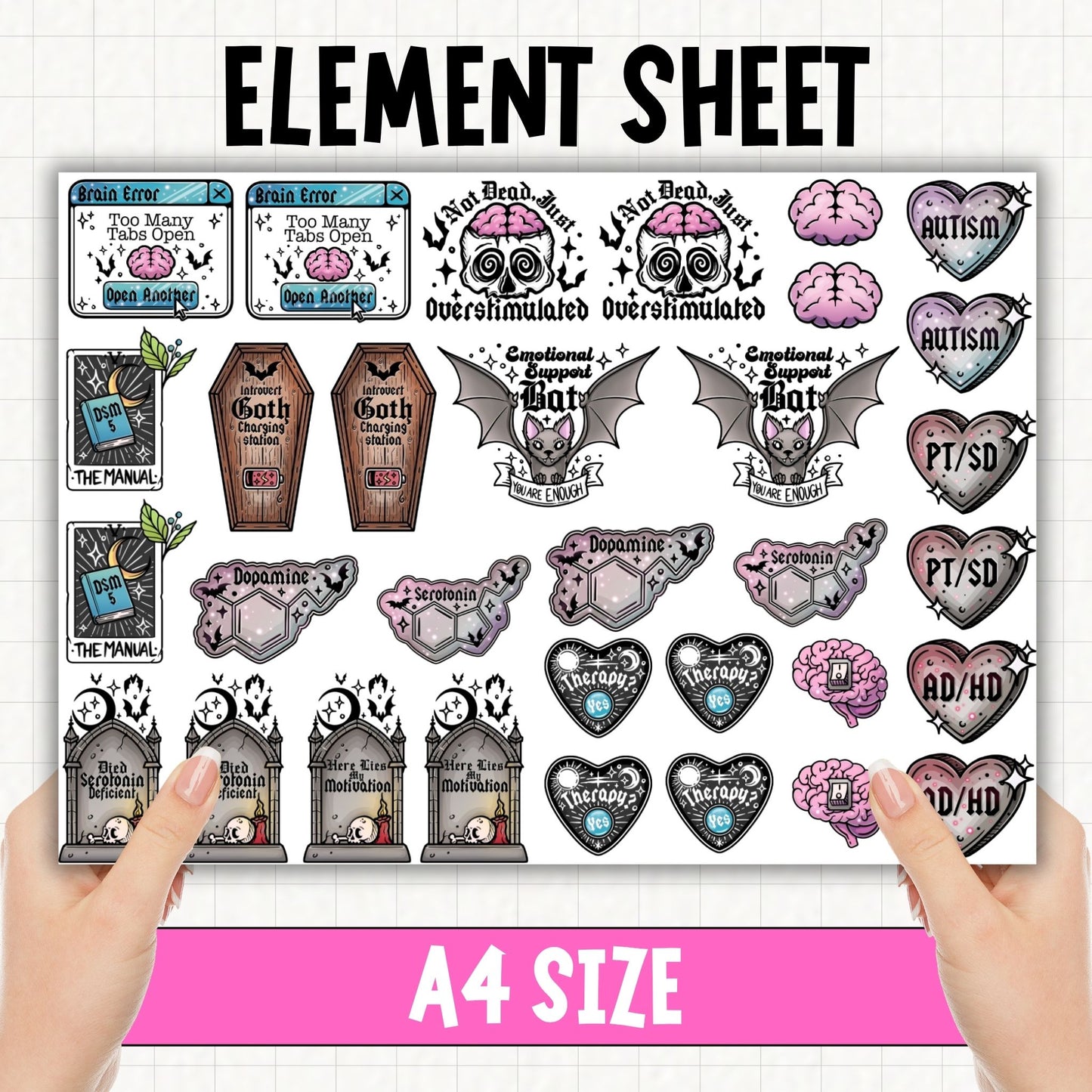 Neurodivergent Goth | UV DTF Element Sheet