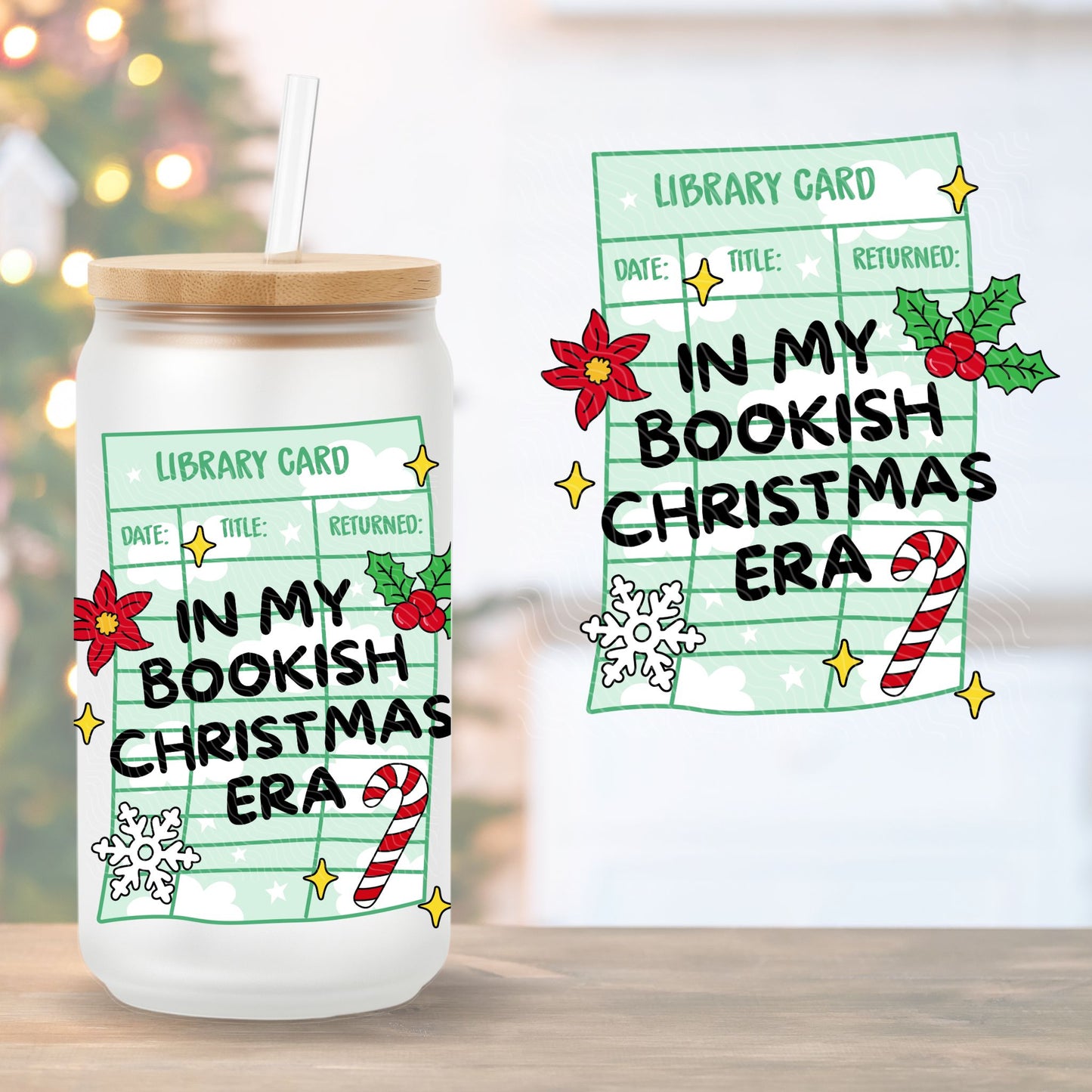Christmas Library Card | UV DTF Decal