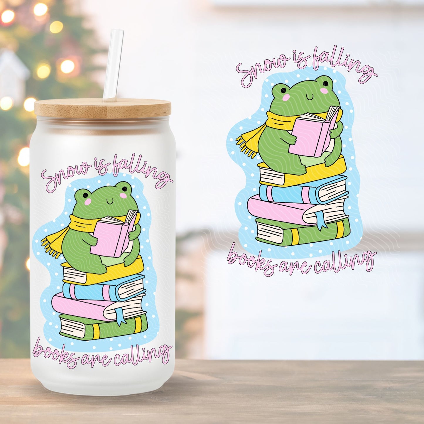 Snow Is Falling, Books Are Calling | UV DTF Decal