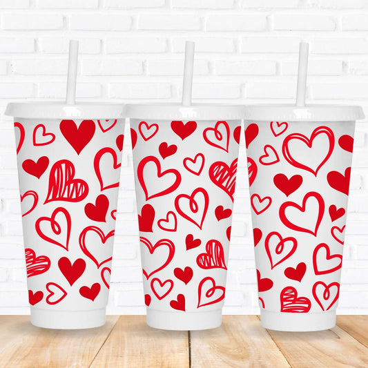 Sketch Hearts Red | UV DTF Wrap