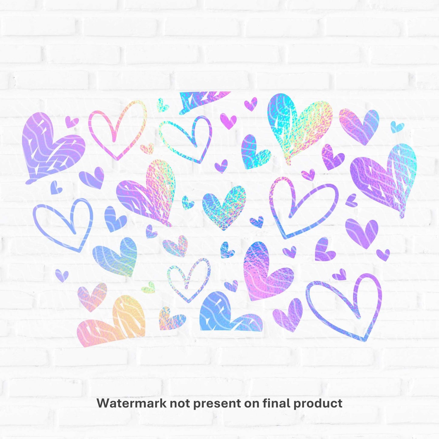 Sketch Hearts Colourful | UV DTF Wrap