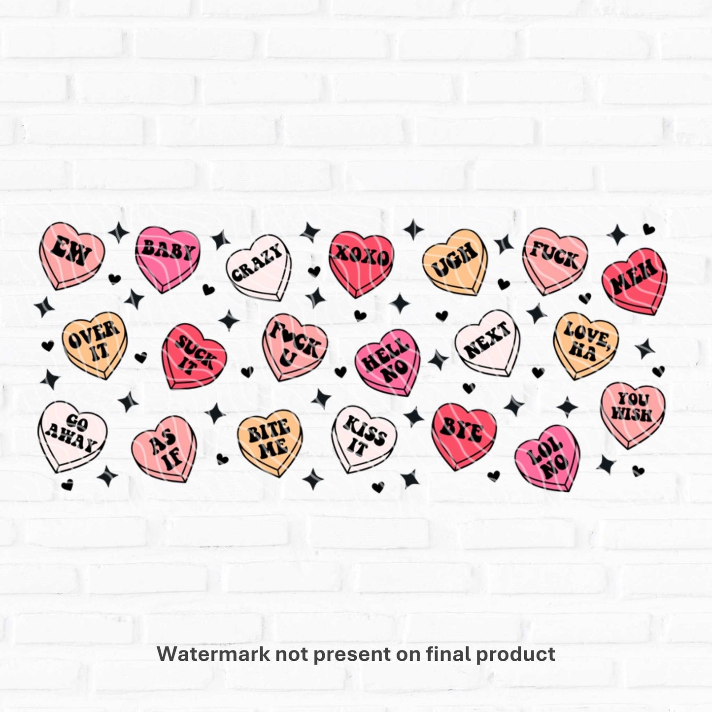 Attitude Love Hearts | UV DTF Wrap