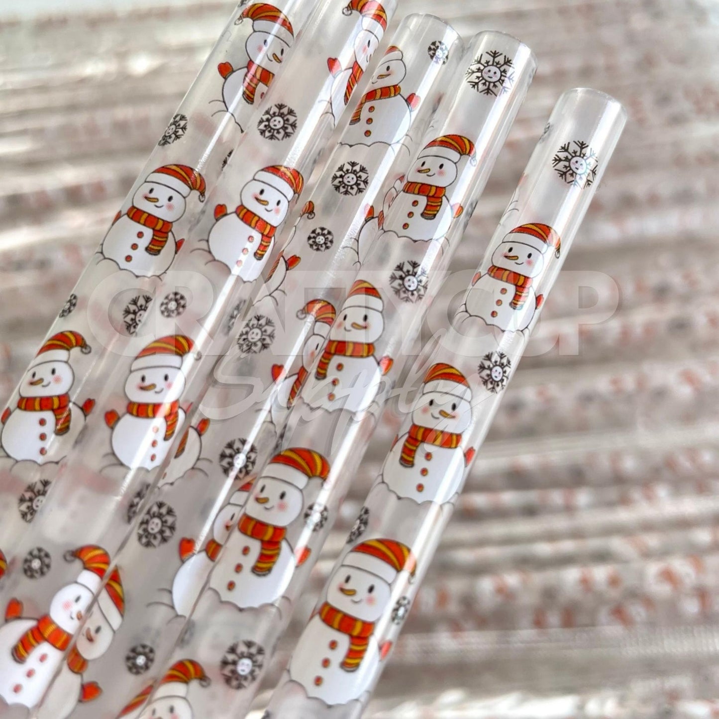 Snowman Clear Straw