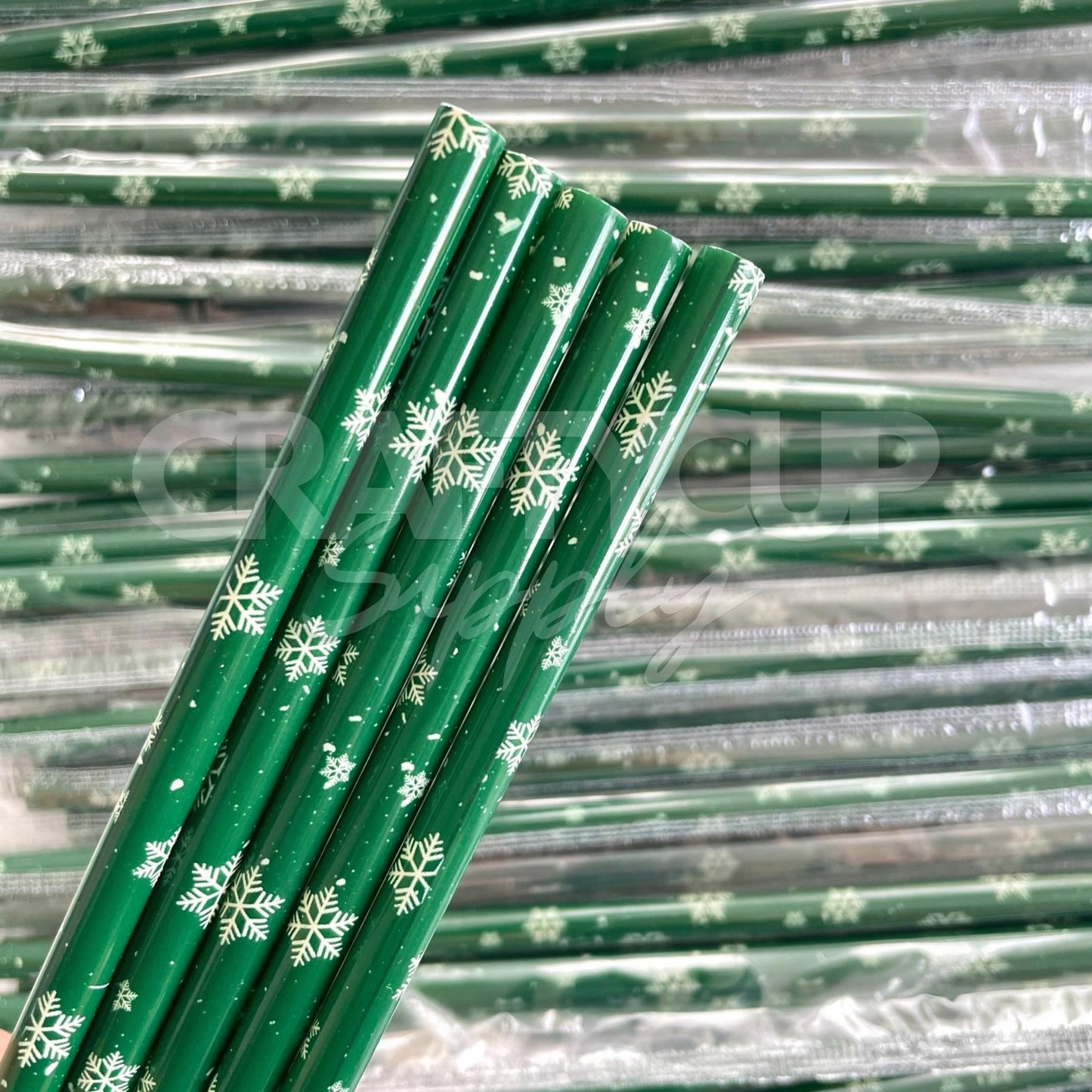 Green Snowflake Straw