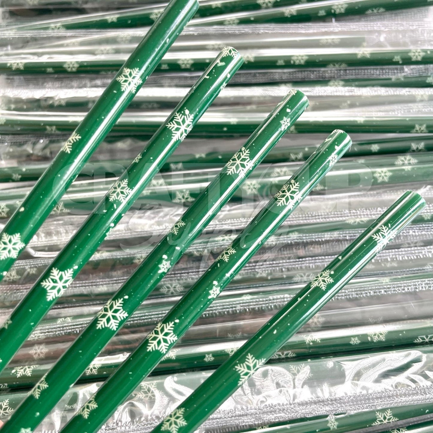 Green Snowflake Straw