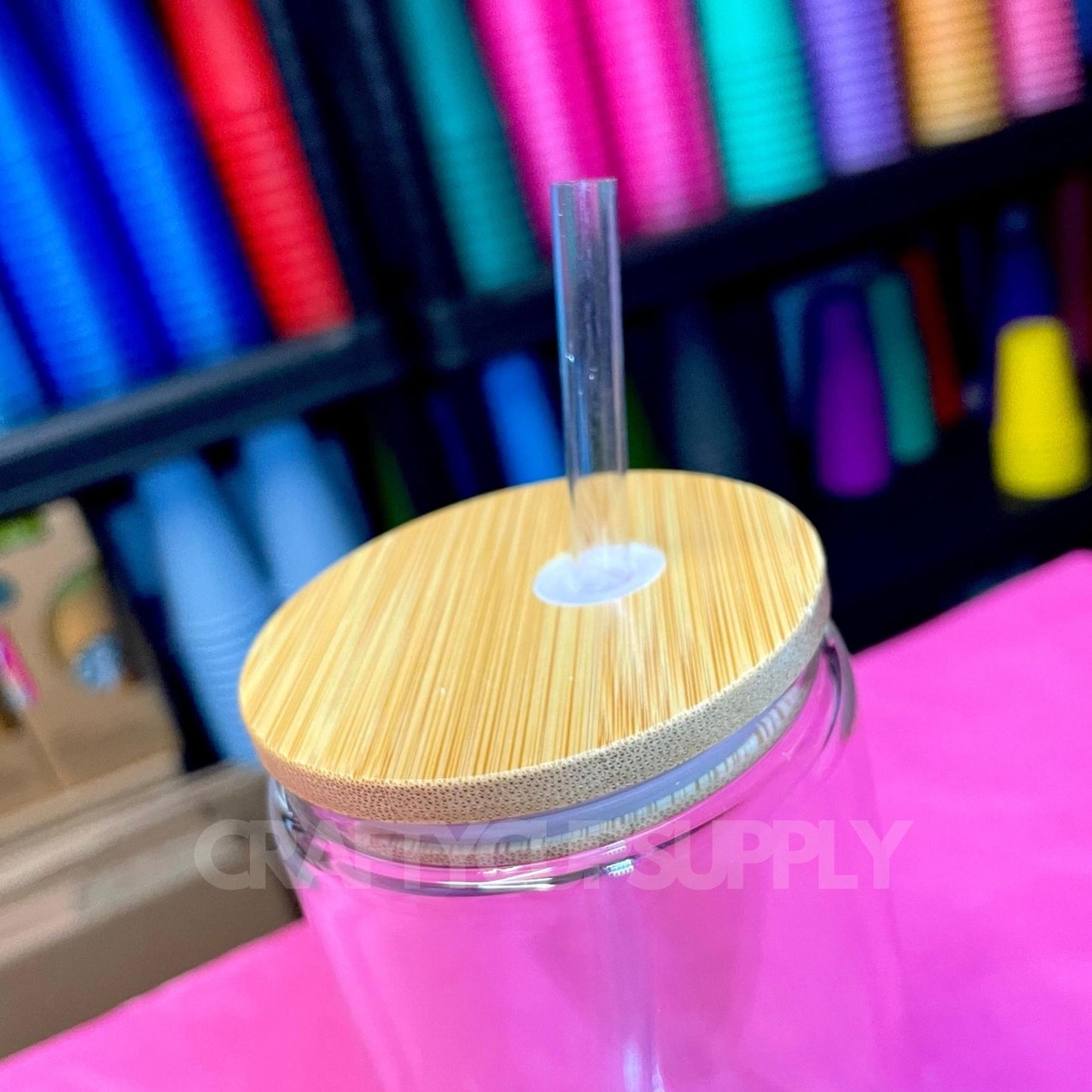 Snowglobe Double Wall Bamboo Glass Cans (3 Sizes 12oz, 16oz, 20oz)