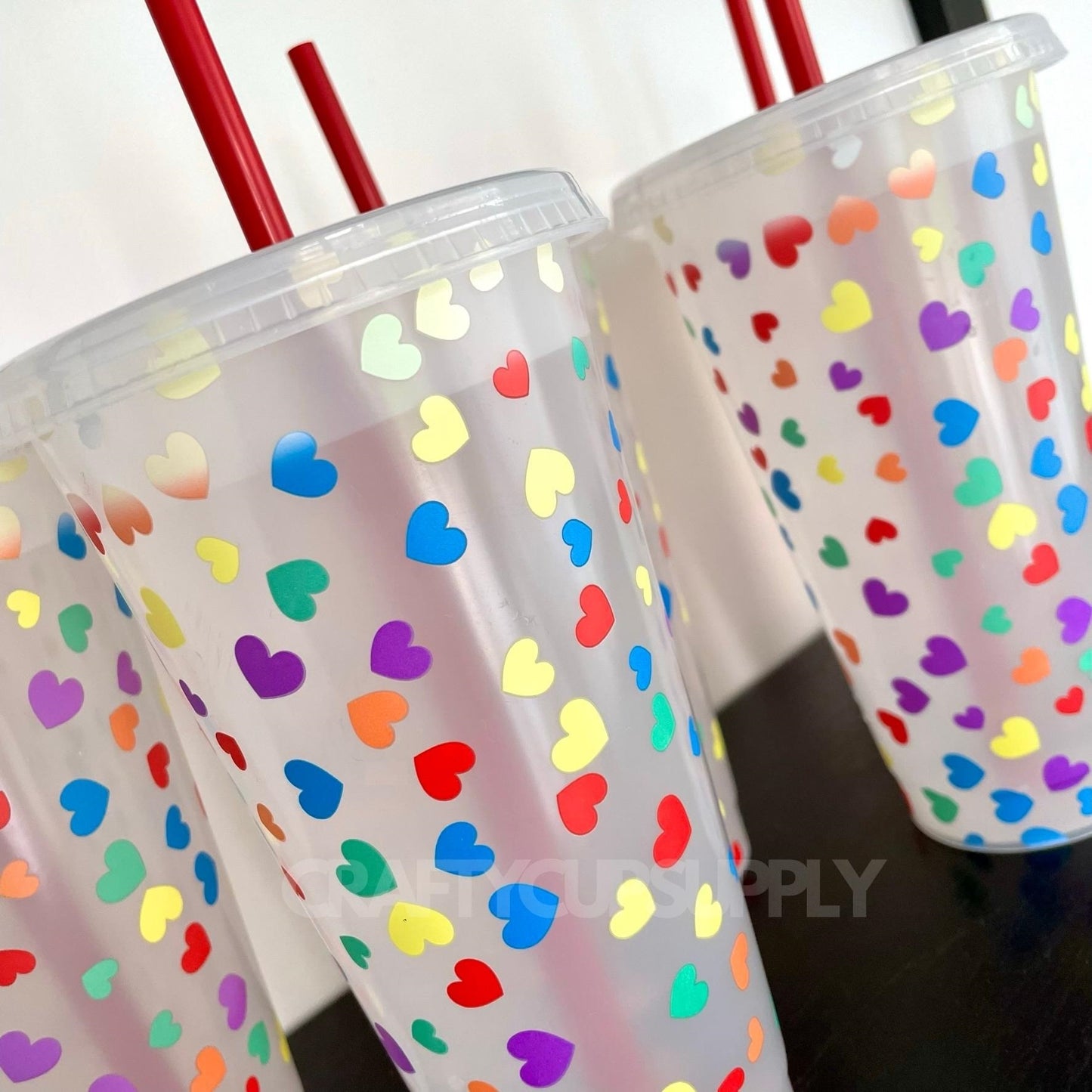 Rainbow Hearts Colour Change 24oz (710ml) Cold Cup