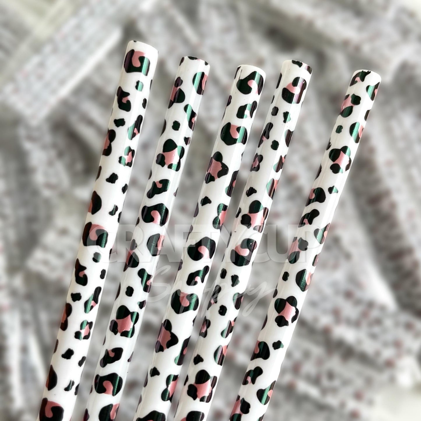 leopard printed straws uk
