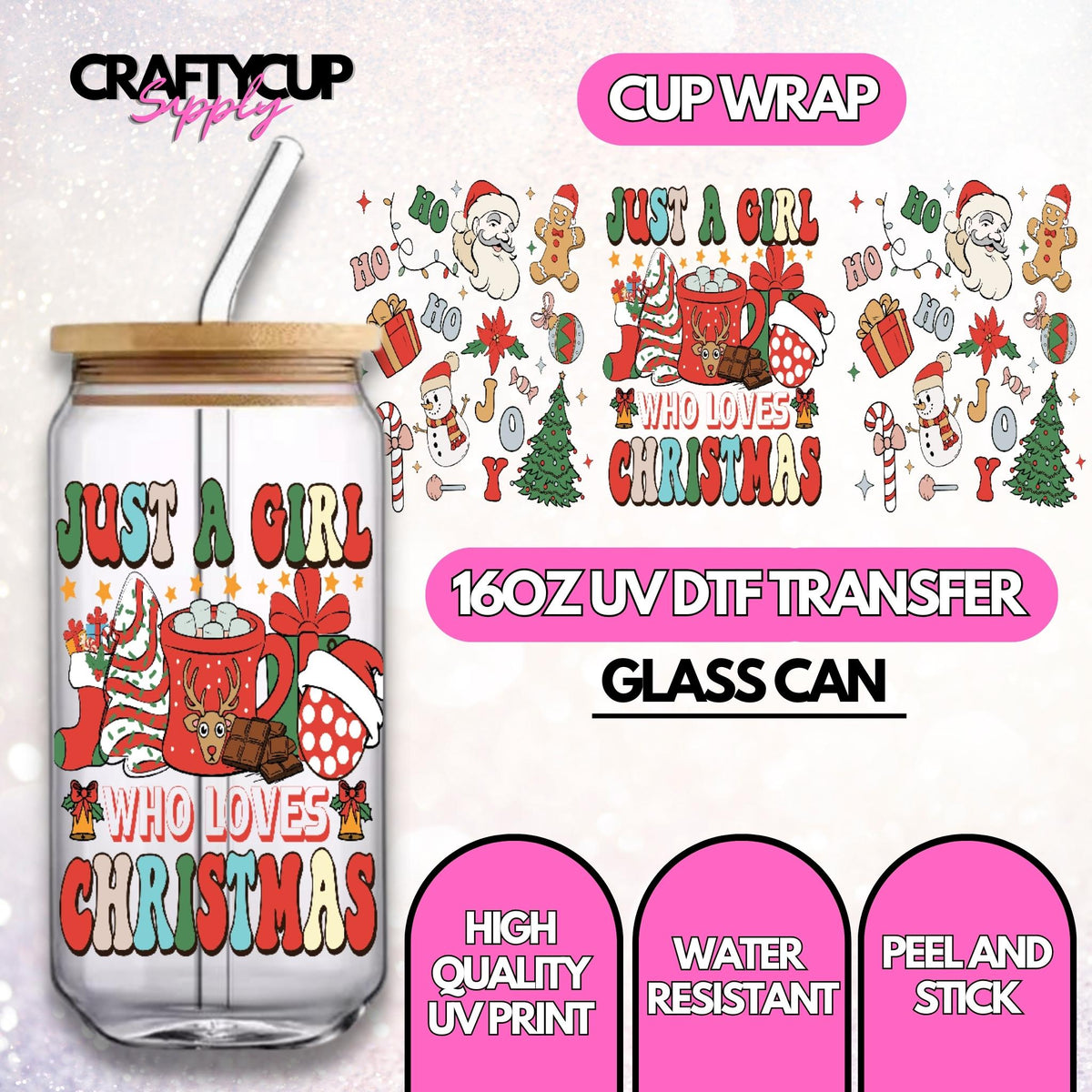 A Girl Who Loves Christmas | UV DTF Wrap