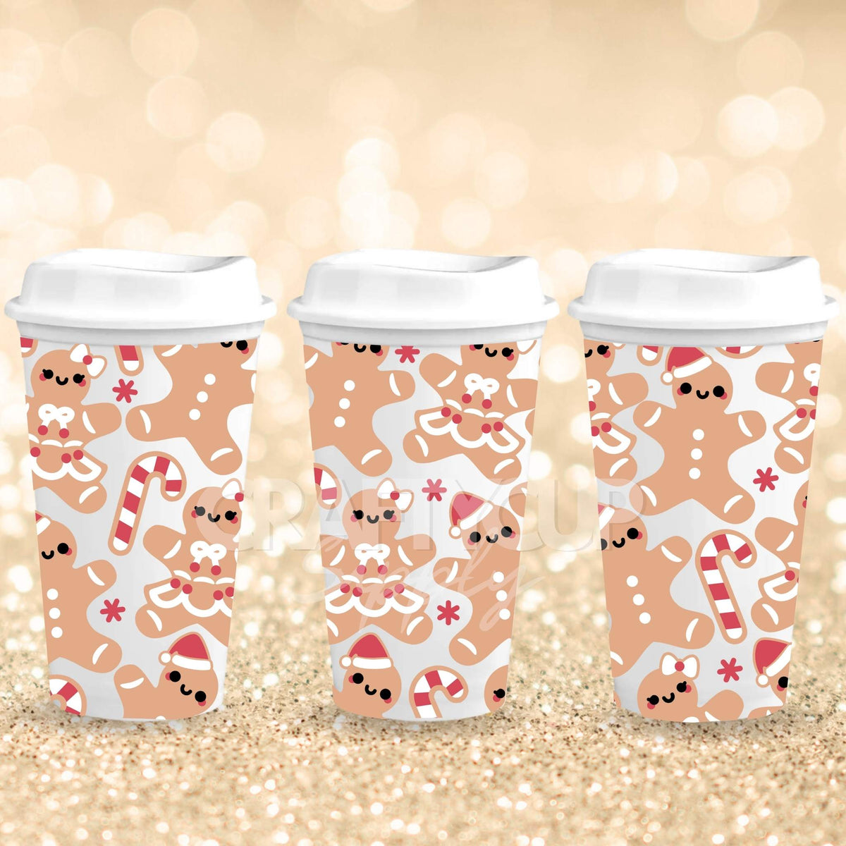 Gingerbread Candy Cane | Hot Cup UV DTF Wrap